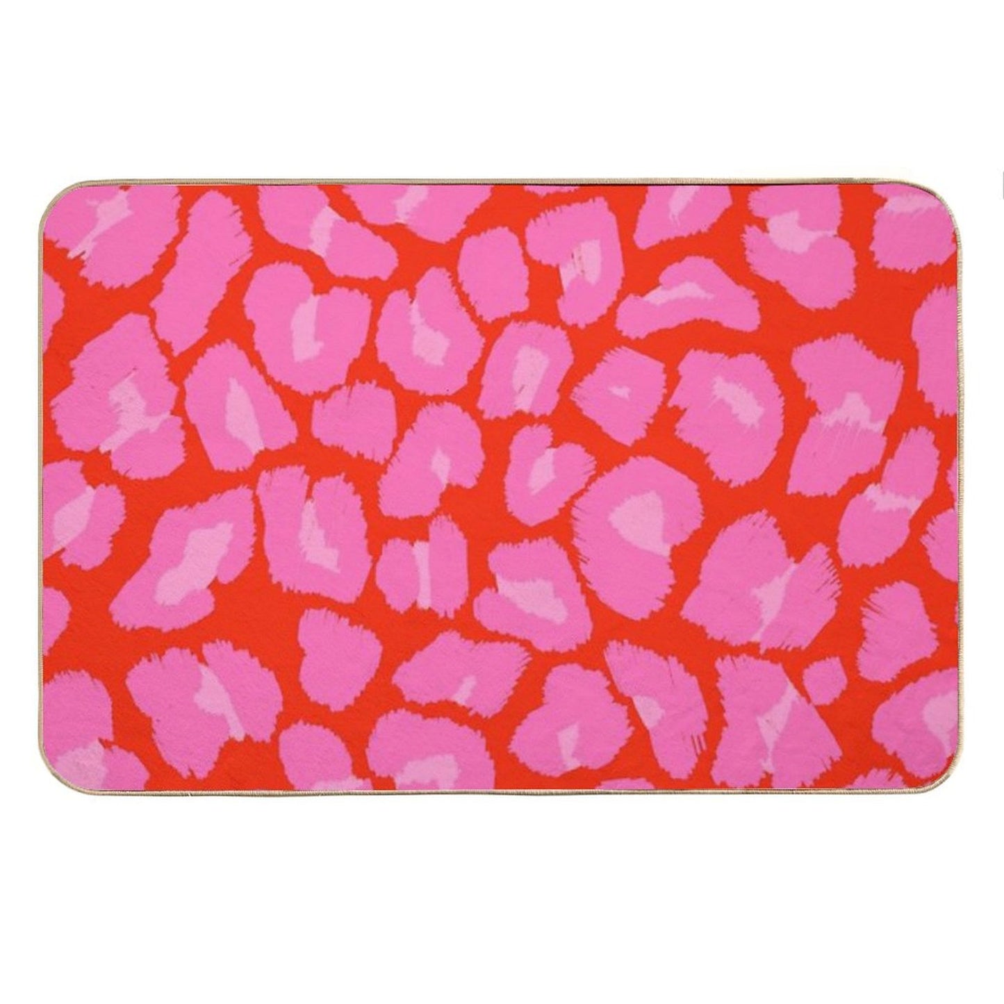 Textured Red And Pink Leopard Print Bath Mat