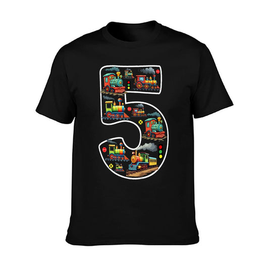 Kids 5 Year Old Boy Trains Birthday 5th Birthday Locomotive Train T-Shirt