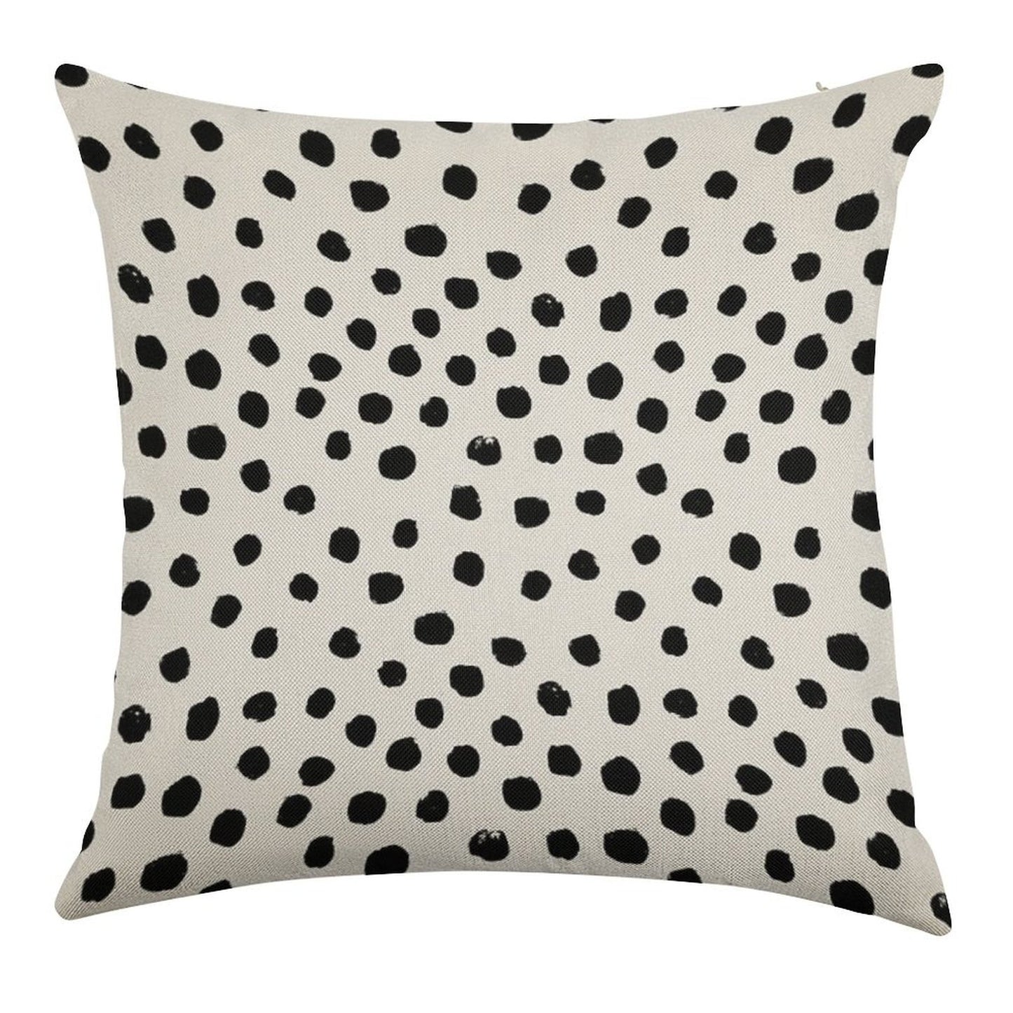 Preppy Brushstroke Free Polka Dots Black And White Spots Dots Dalmation Animal Spots Design Minimal Linen Throw Pillow Cover