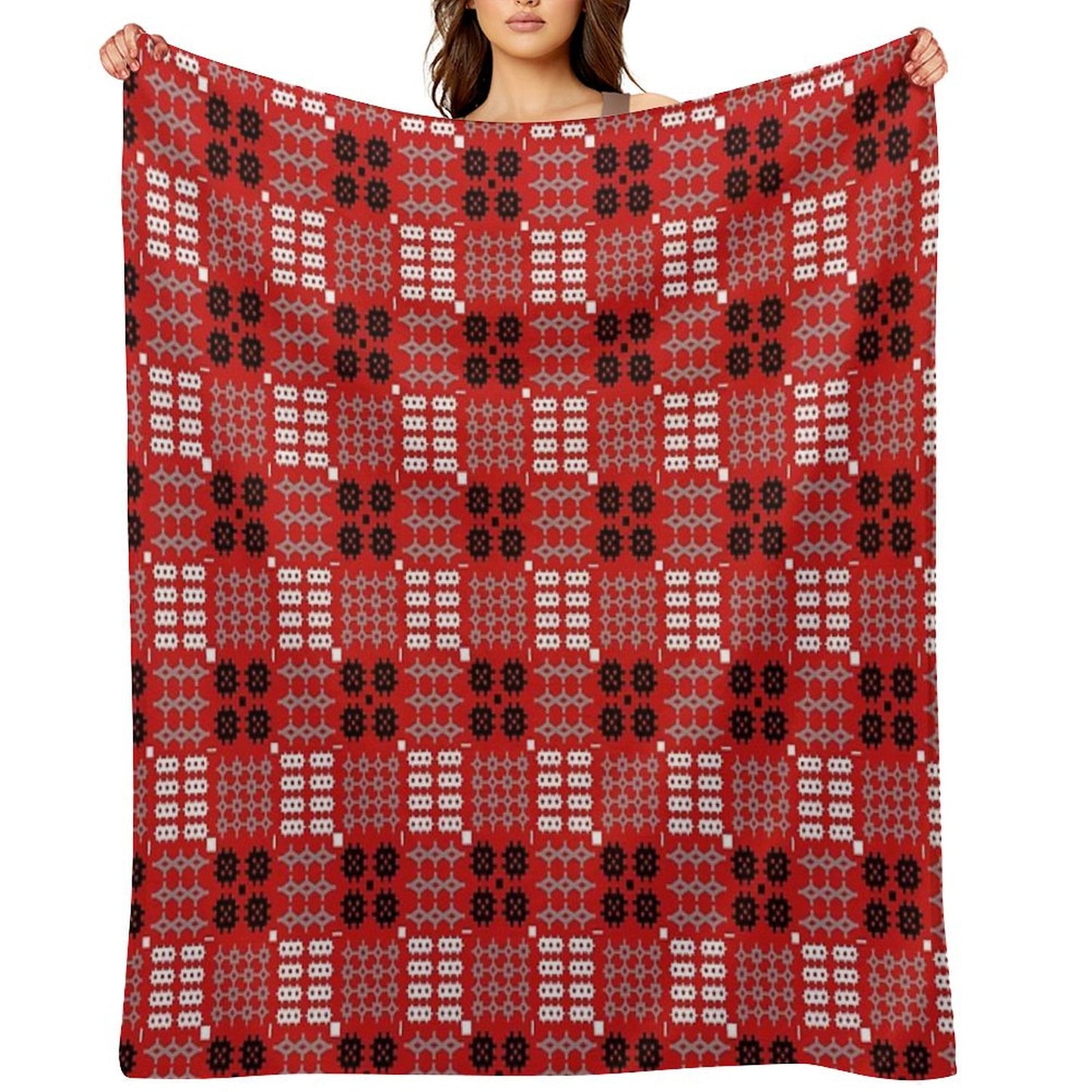 Welsh Design, Carthen Cymraeg, Cymreig (red) (Printed Image - Not Real Tapestry) Throw Blanket
