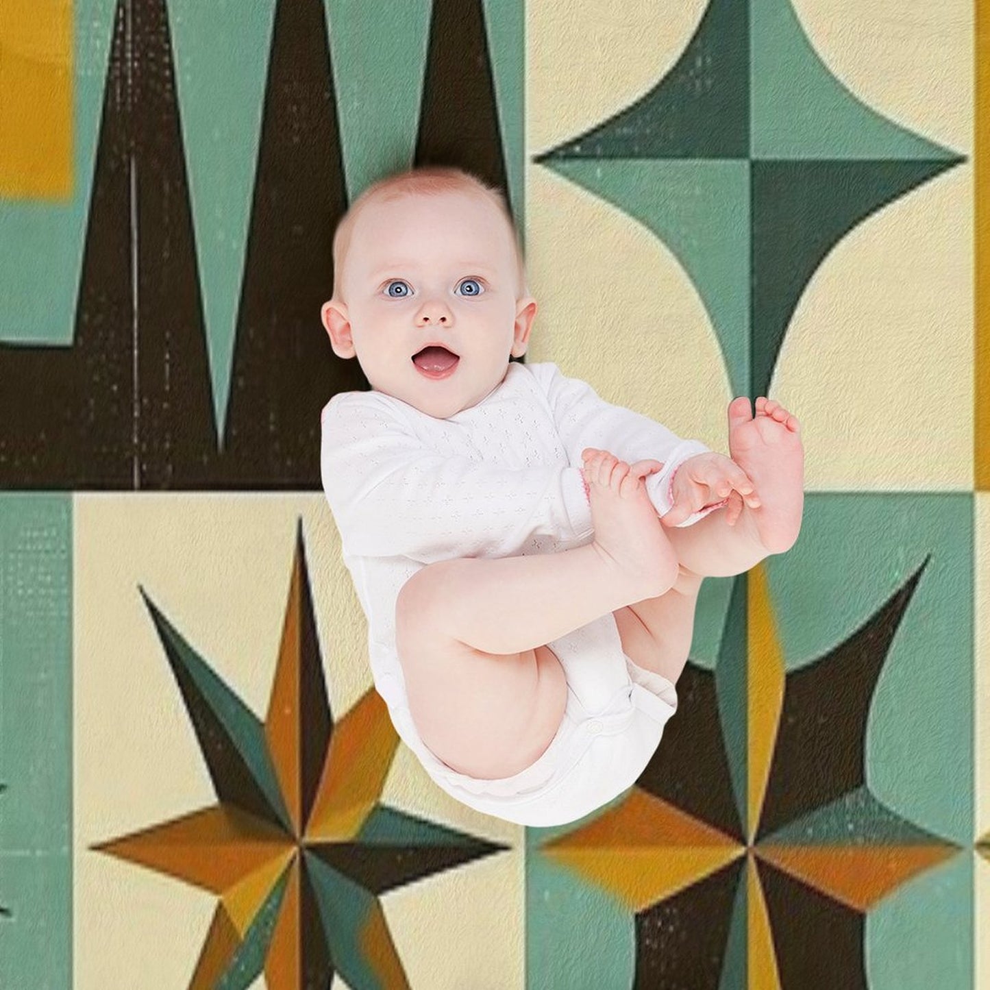 Retro Geometric Pattern Art Throw Blanket