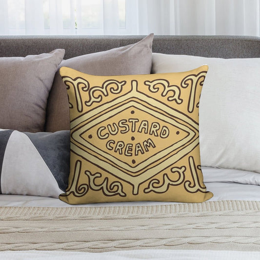 Custard Cream British Biscuit Soft Luxury Feel Throw Pillow