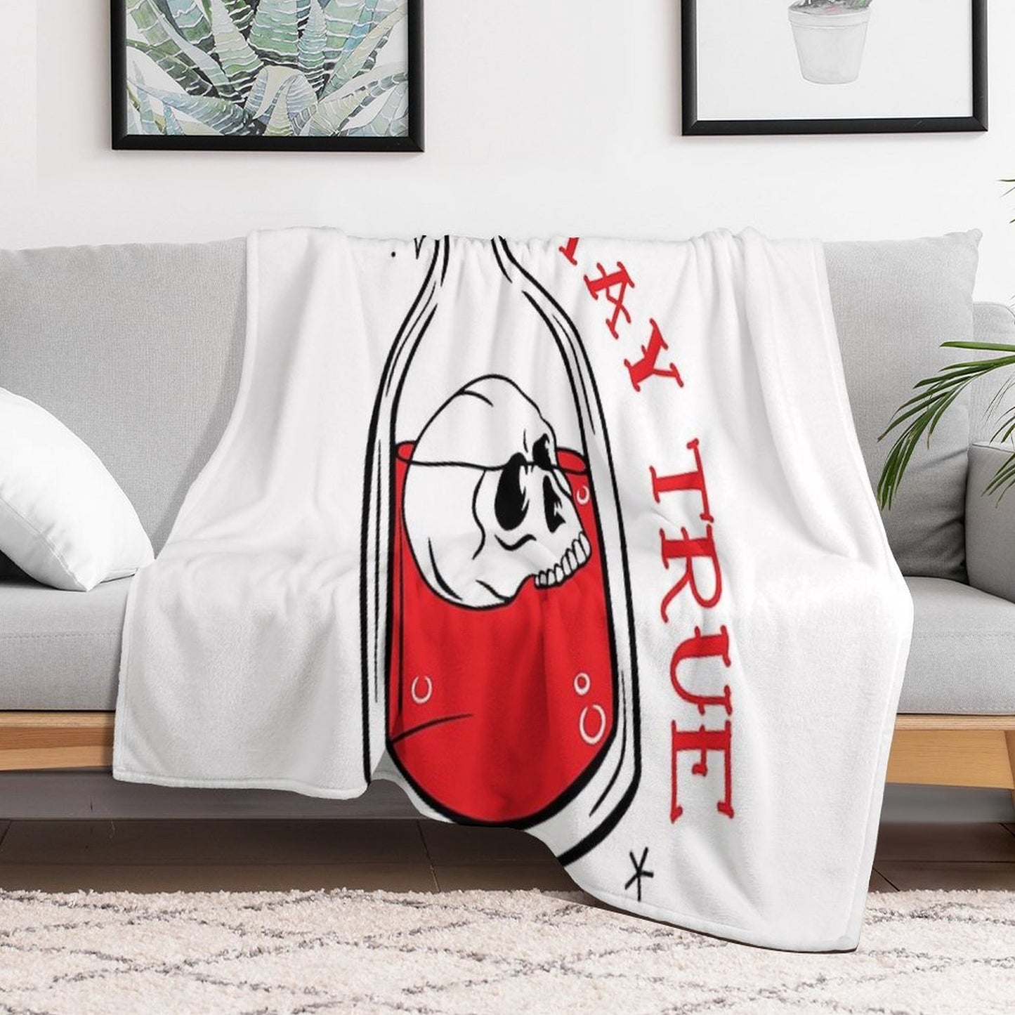 Stay True Skeleton in A Bottle Throw Blanket