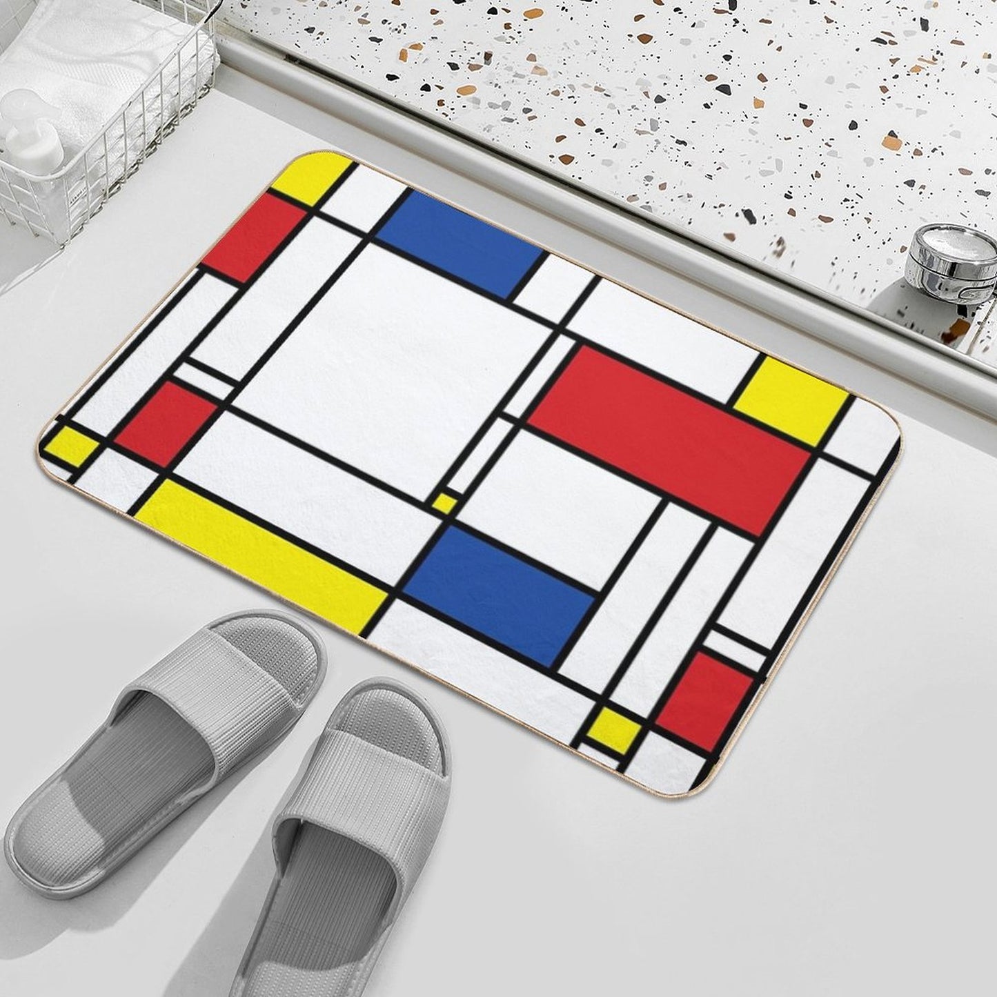 Mondrian Minimalist De Stijl Modern Art © Fatfatin Bath Mat