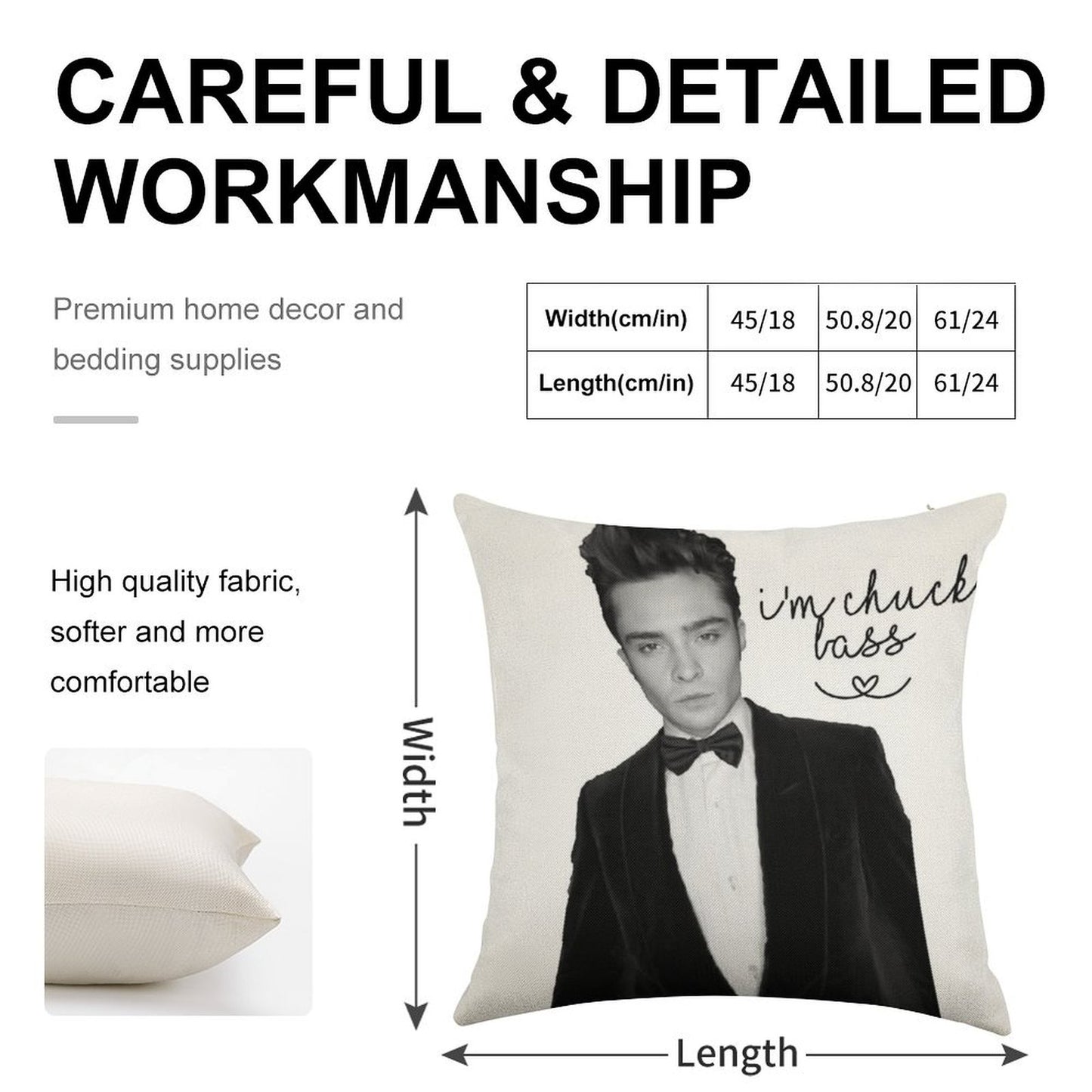 I'm Chuck Bass Linen Throw Pillow Cover