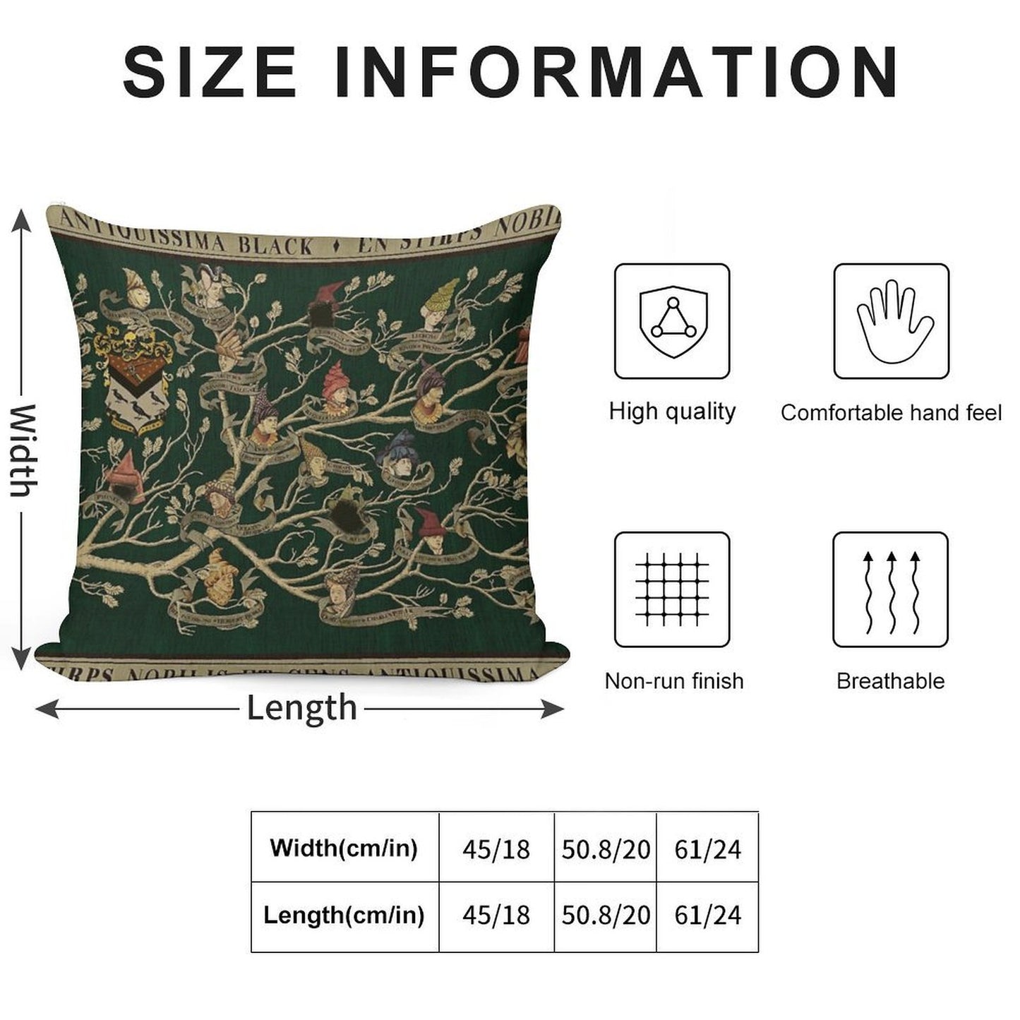 Noble House of Black Family Tree Soft Washable Throw Pillow