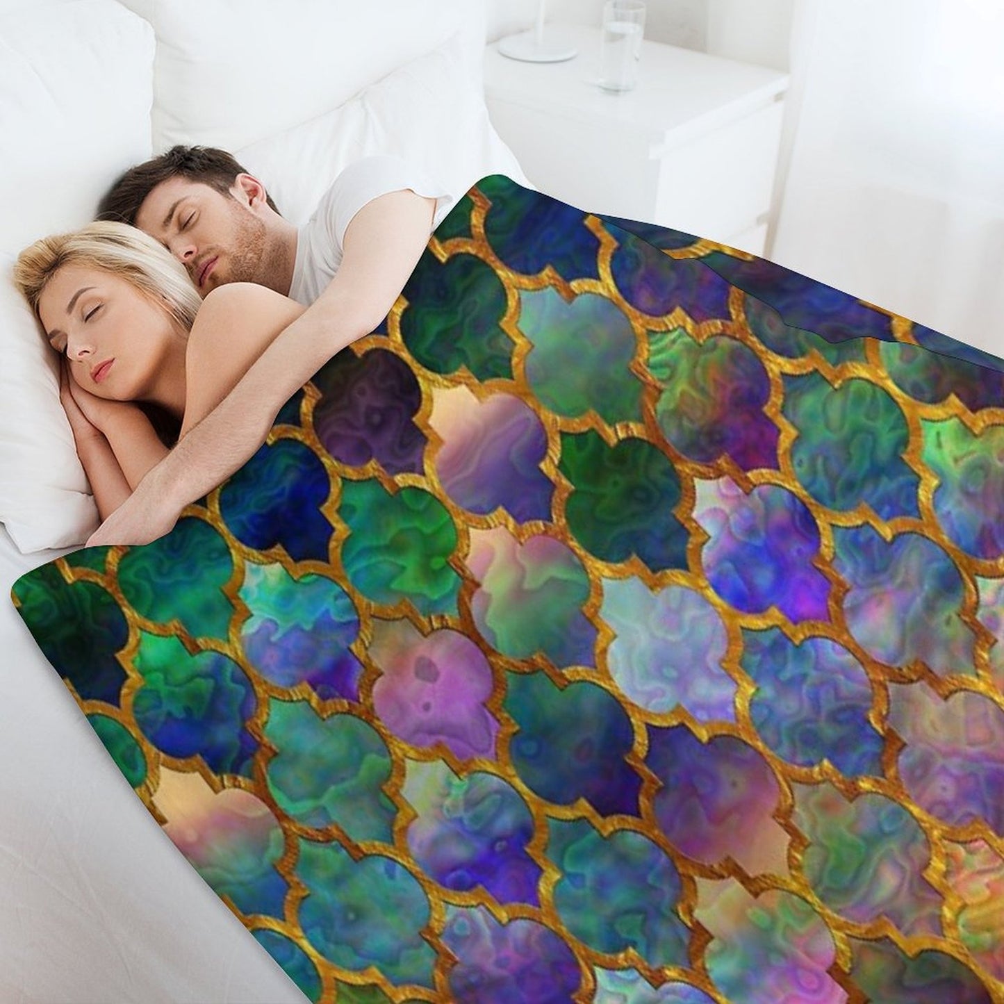 Arabic Moroccan Mosaic Pattern Throw Blanket
