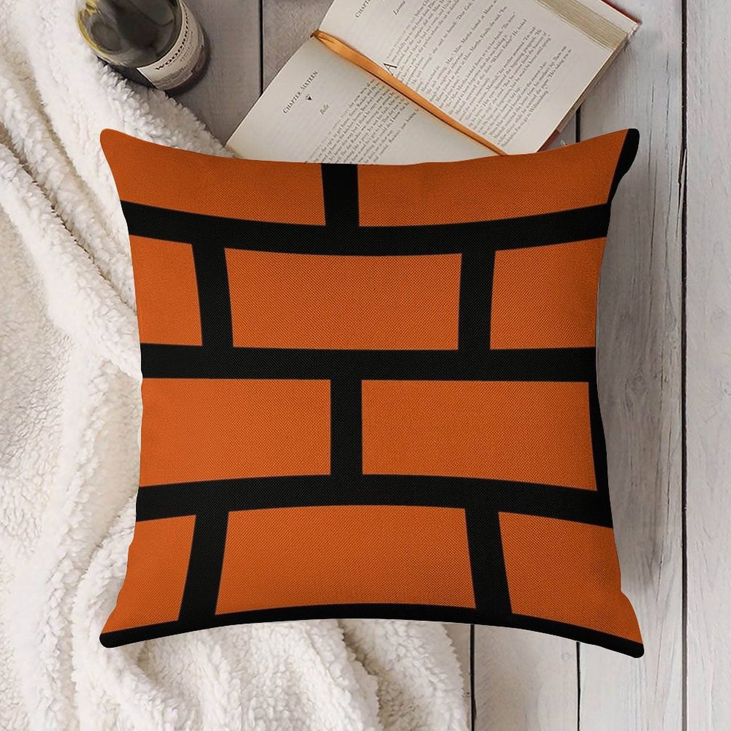 Brick Smash Linen Throw Pillow Cover