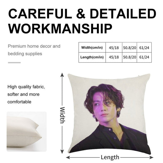 Long Hair JK Linen Throw Pillow Cover