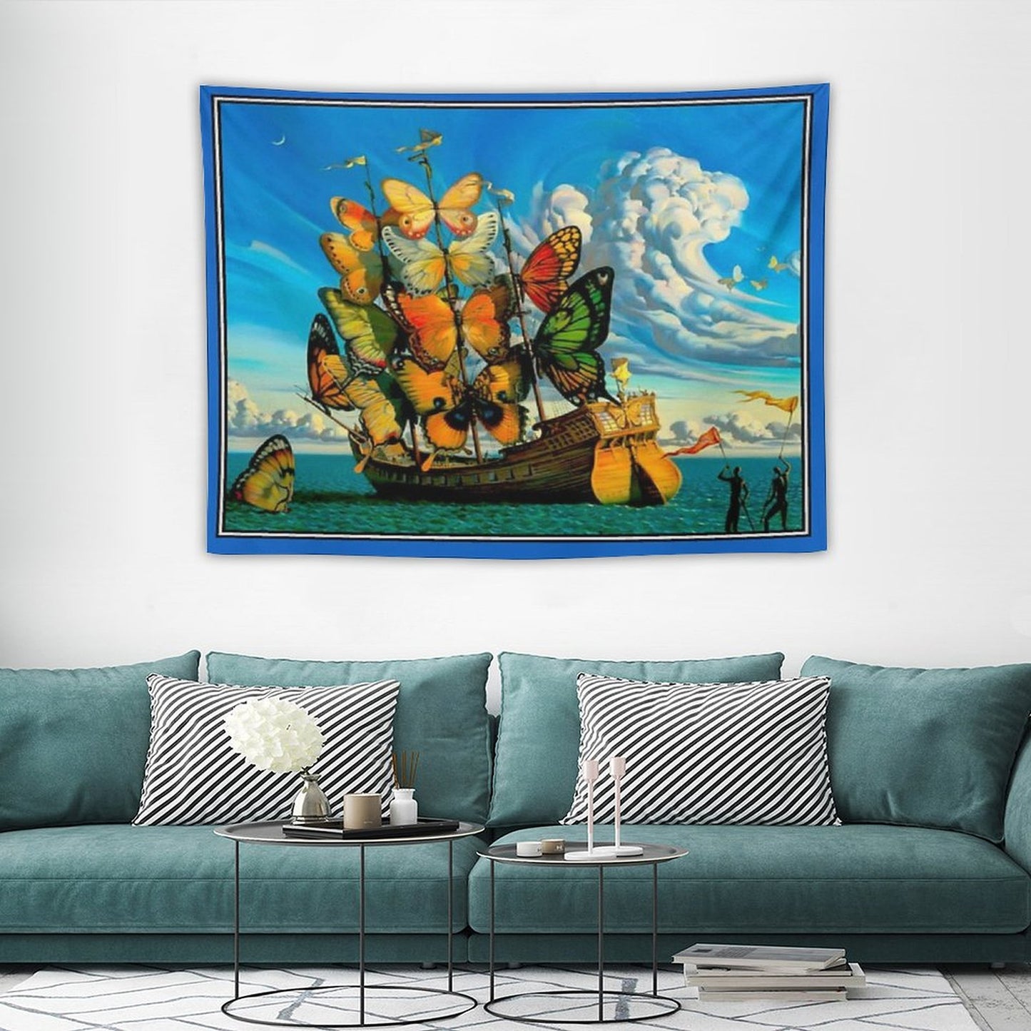 BUTTERFLY SHIP Vintage Surreal Abstract Fantasy Print Tapestry