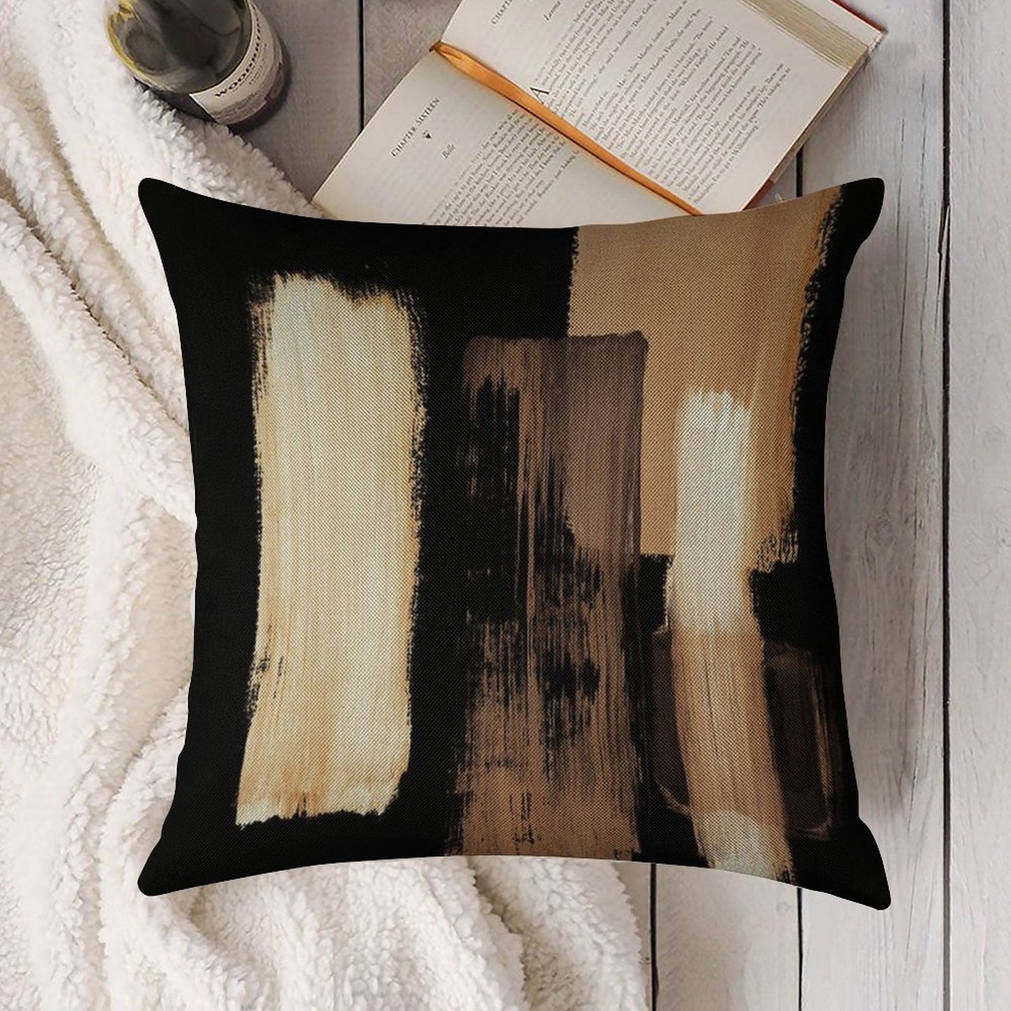 Black Brown Linen Throw Pillow Cover