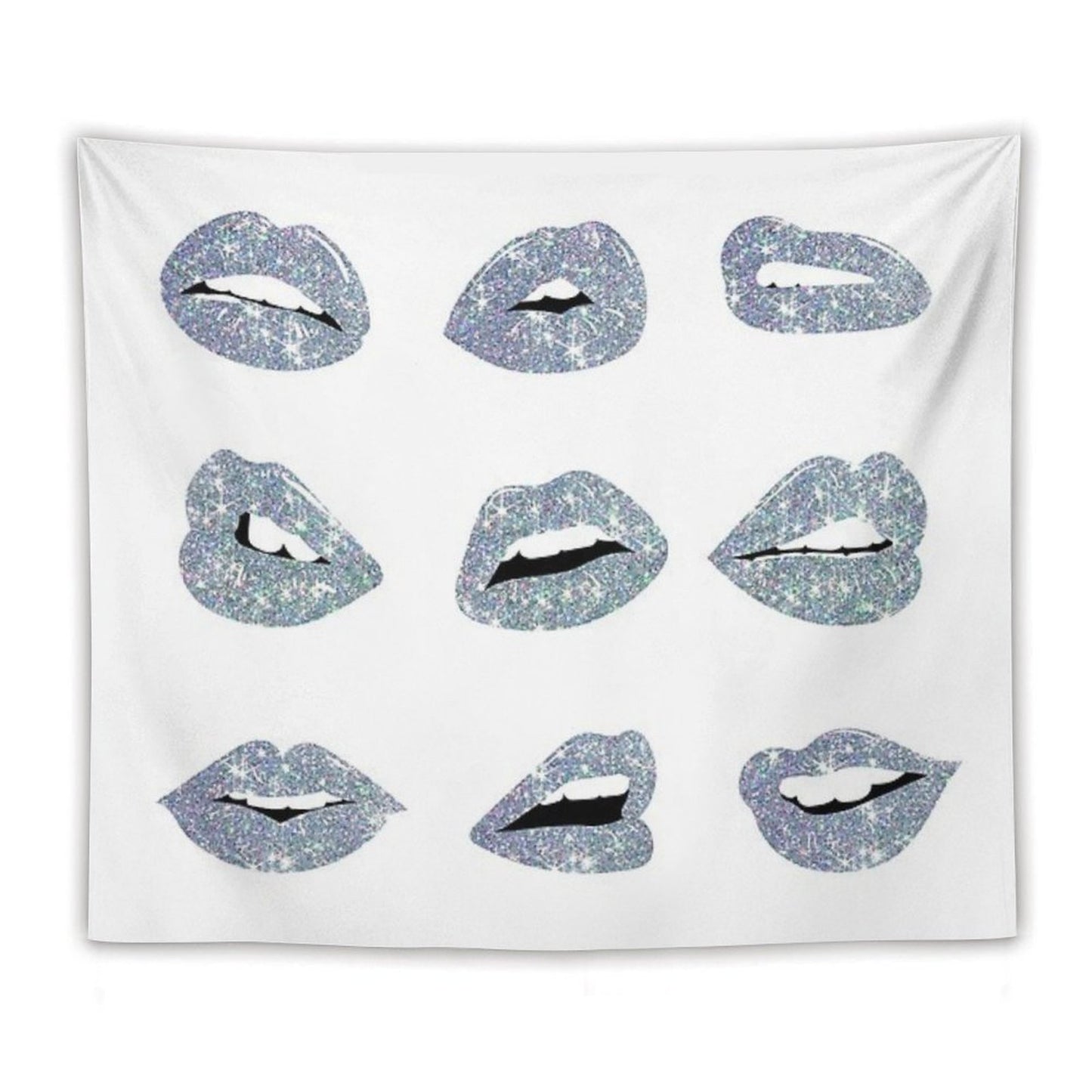 Kiss Kiss Faux Glitter Lips Tapestry
