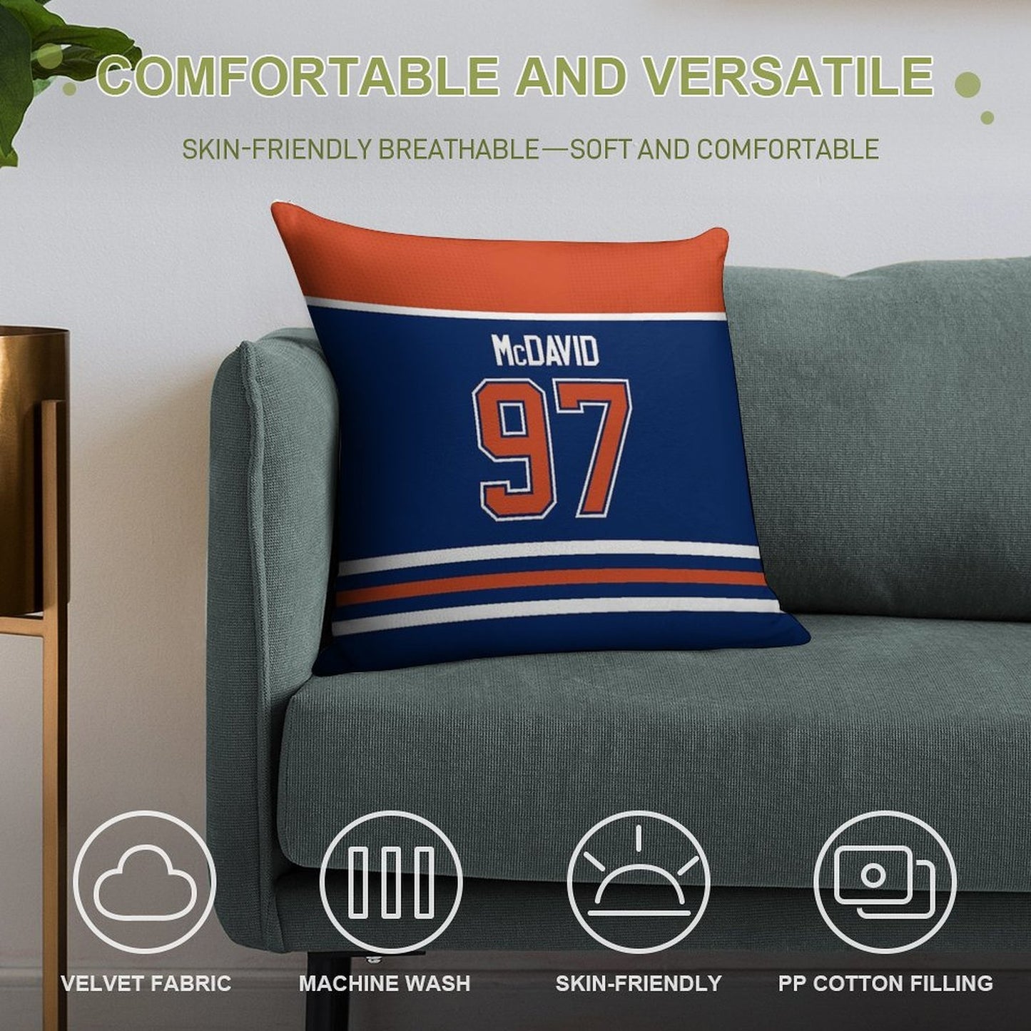 Edmonton Oilers Connor McDavid Home Jersey Back Phone Case Soft Fade-Resistant Throw Pillow