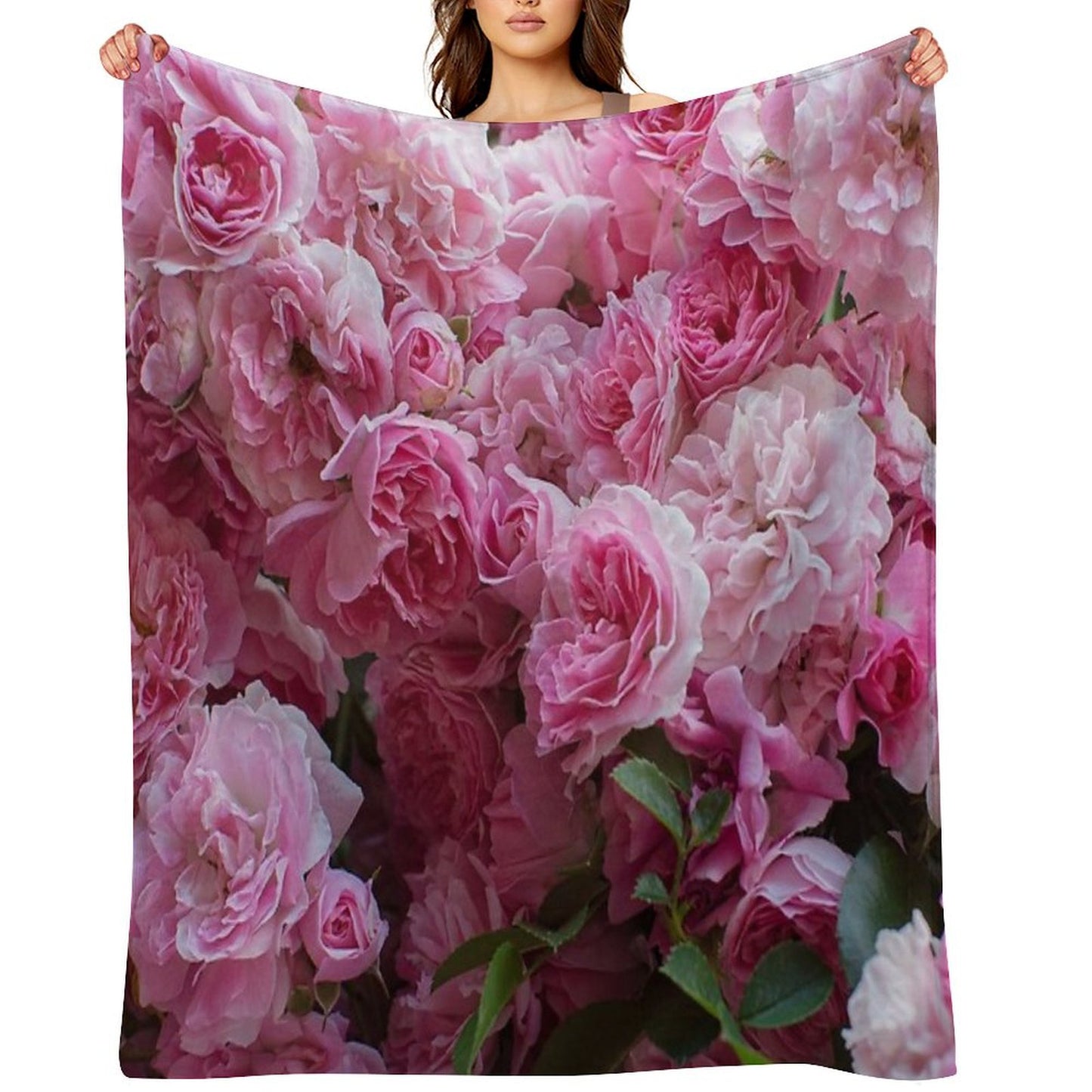 Pink Peonies Garden Throw Blanket