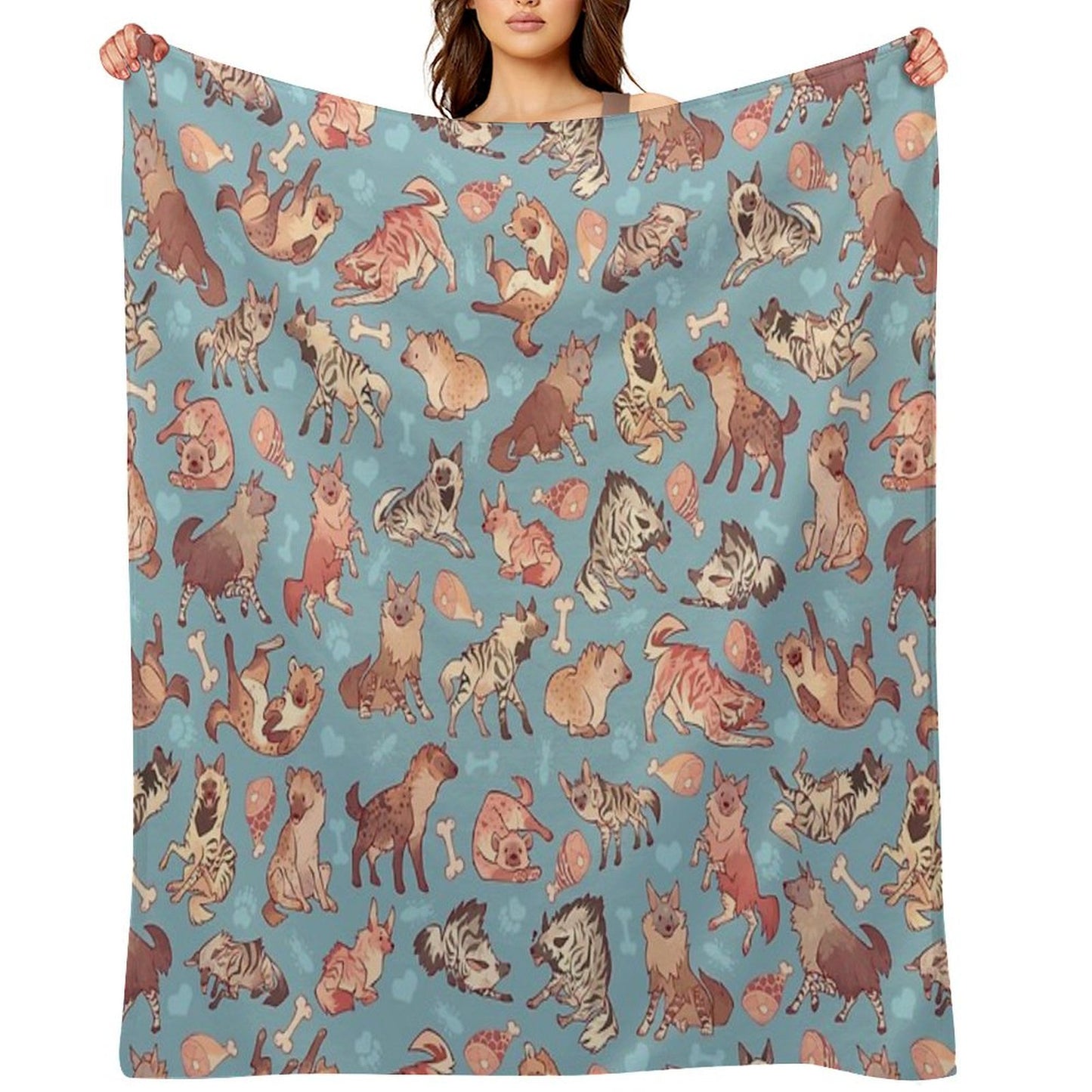 Hyenas in Cerulean Throw Blanket