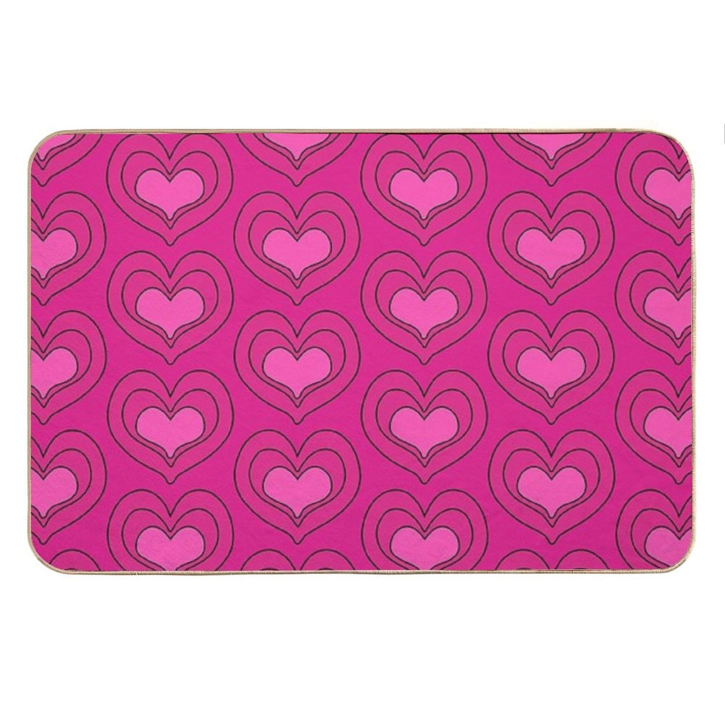 Heart Pattern Pink Magenta And Black Bath Mat