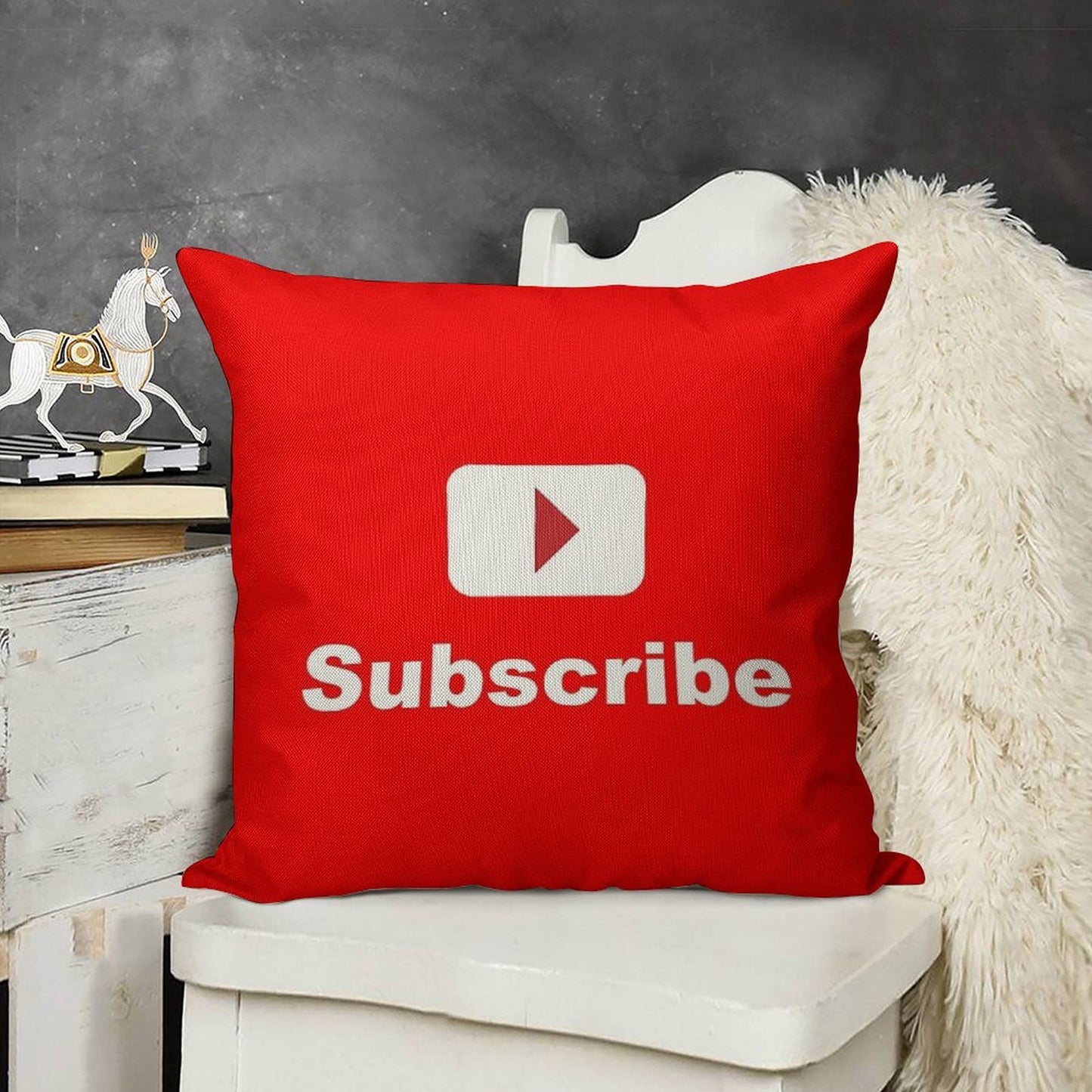 Youtube Channel Subscribe Linen Throw Pillow Cover