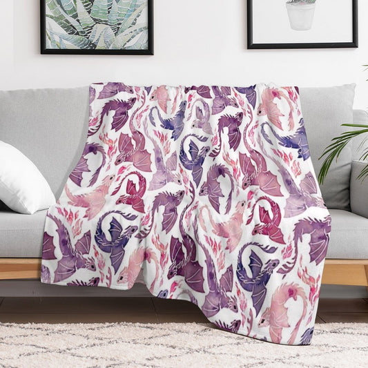 Dragon Fire Pink & Purple Throw Blanket