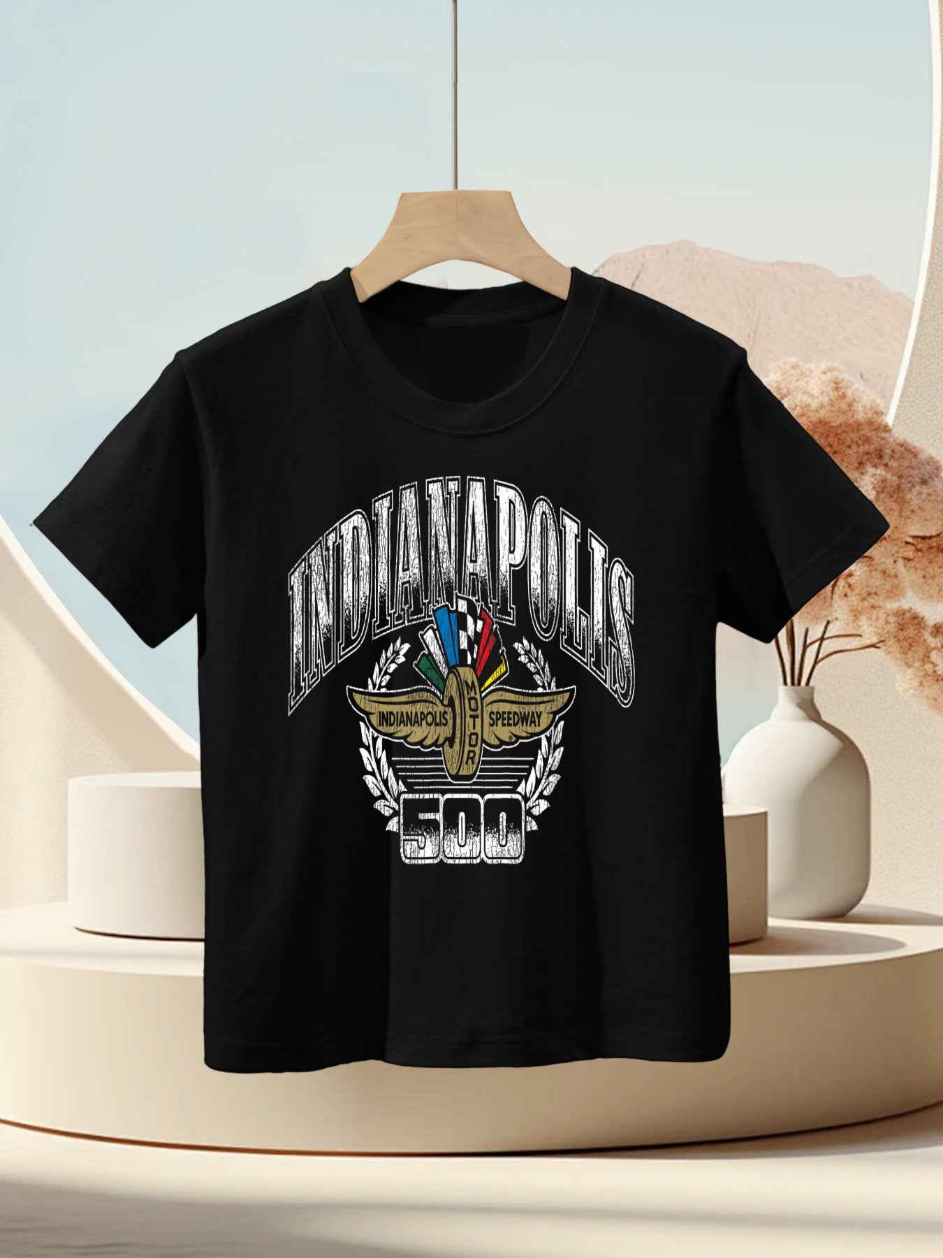 Indy 500 Indianapolis Motor Speedway Vintage Distressed Logo Kids T-Shirt