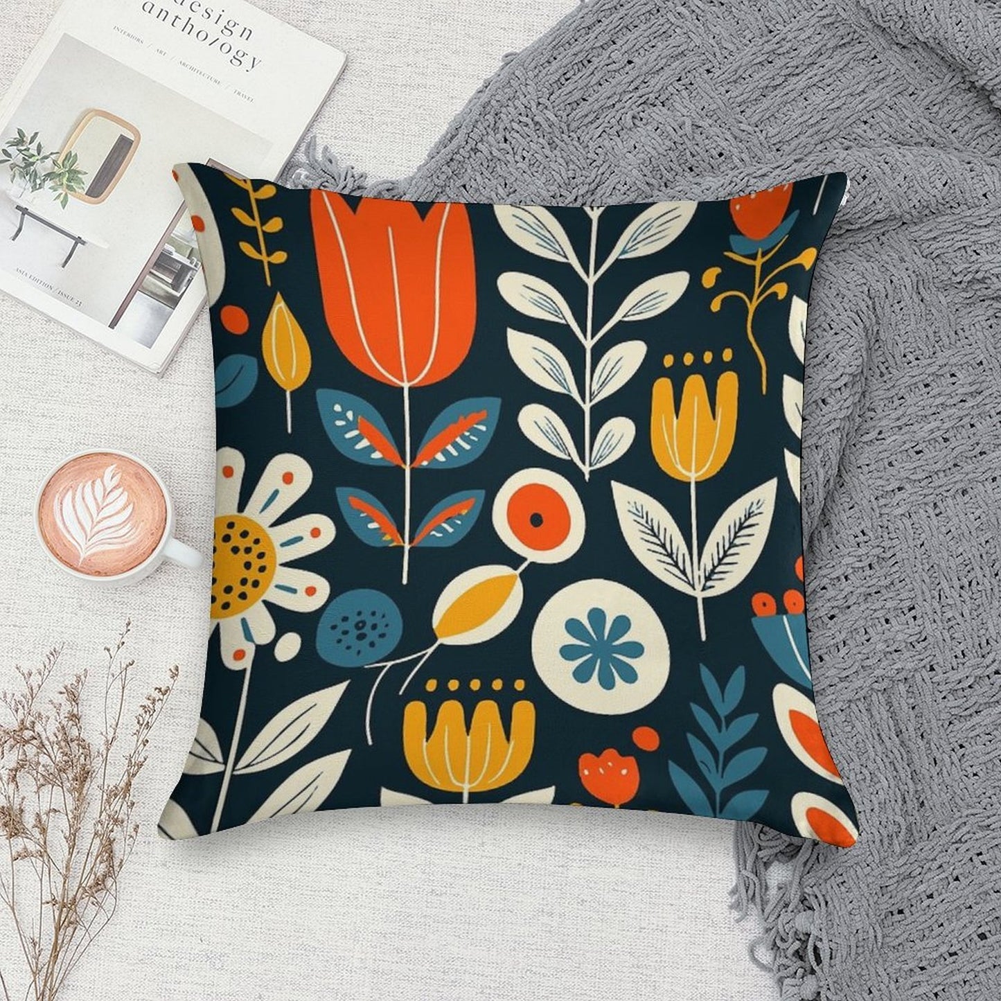 Scandinavian Floral Soft Gift Ready Throw Pillow