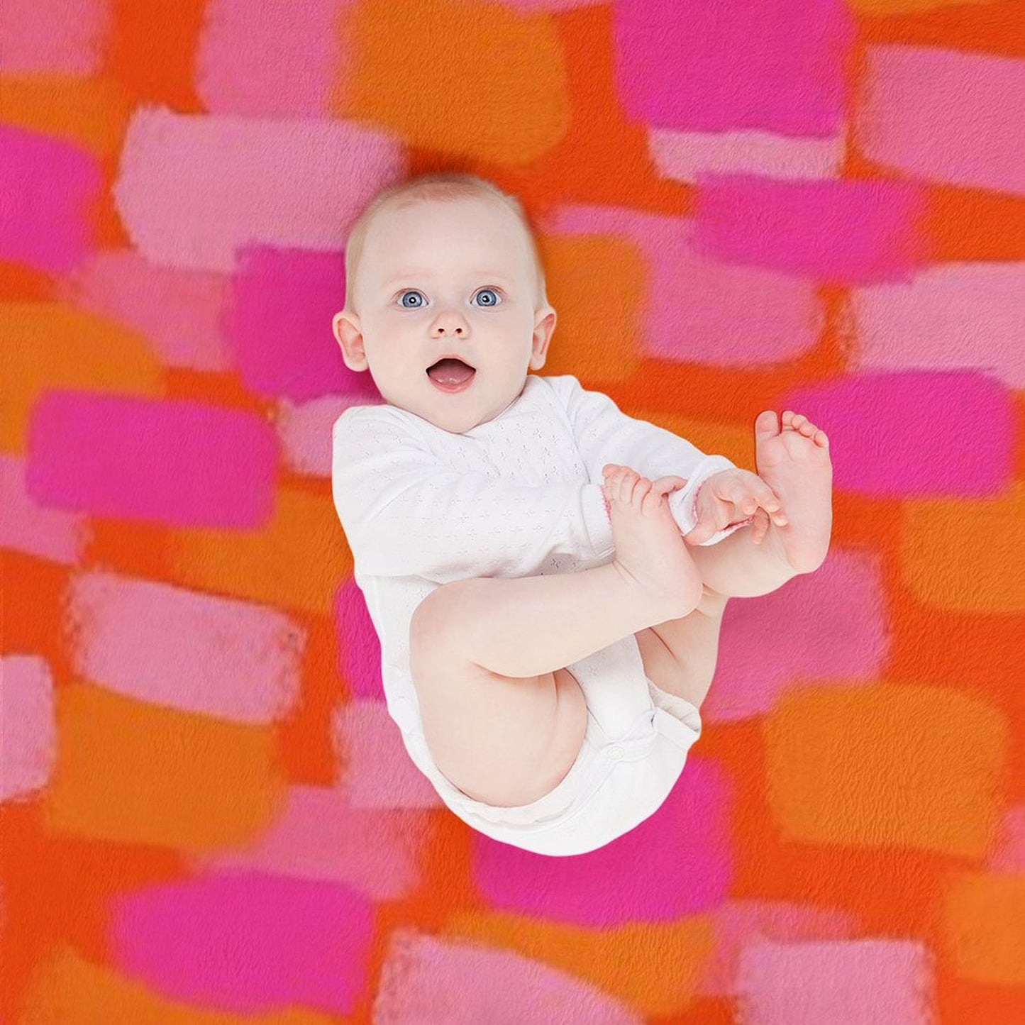 Abstract, Pink And Orange, Paint Brush Effect Throw Blanket