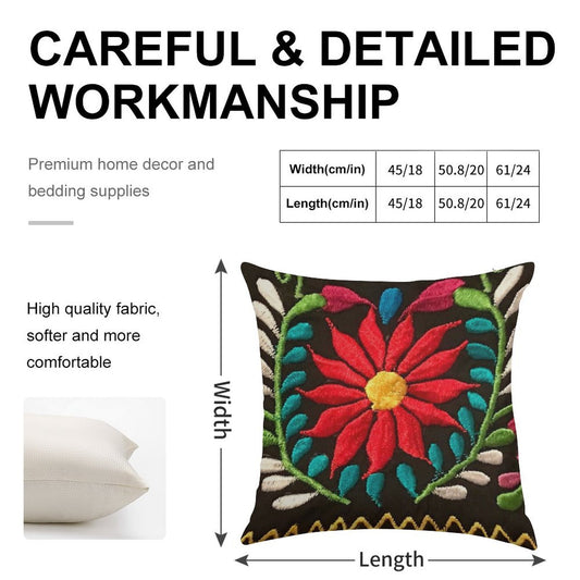 Spanish Flowers Linen Throw Pillow Cover