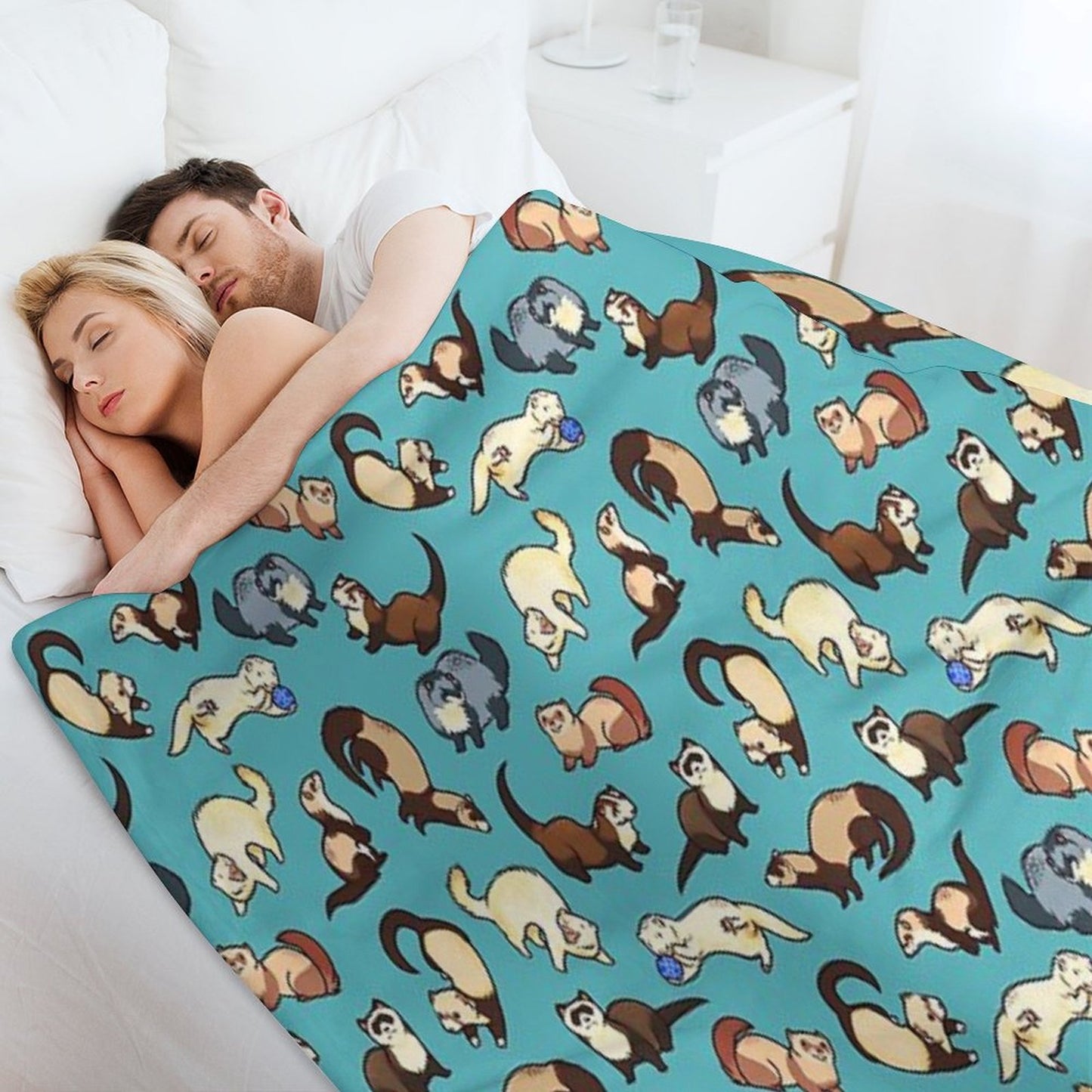 Cat Snakes in Blue Throw Blanket