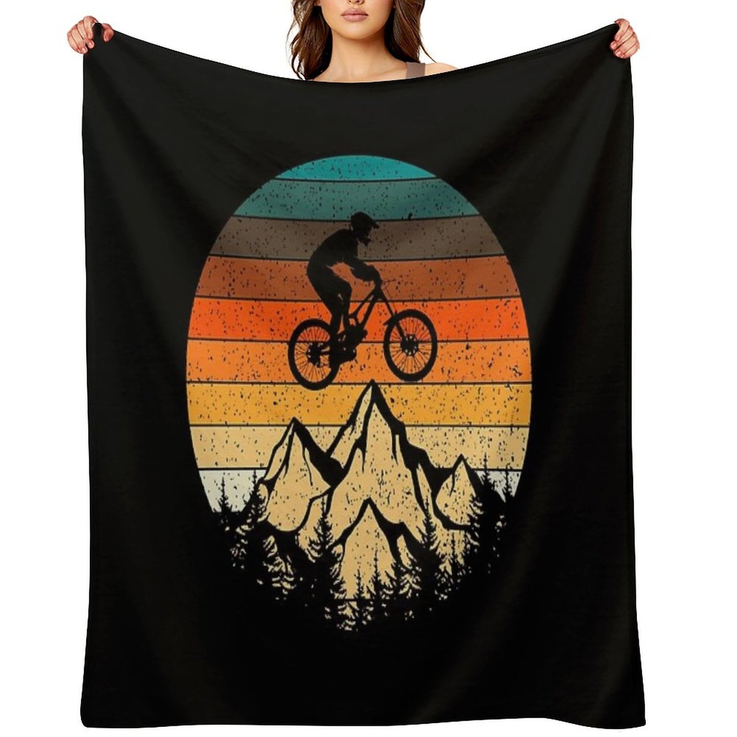 Mountainbike Downhill Retro Vintage Gift Throw Blanket