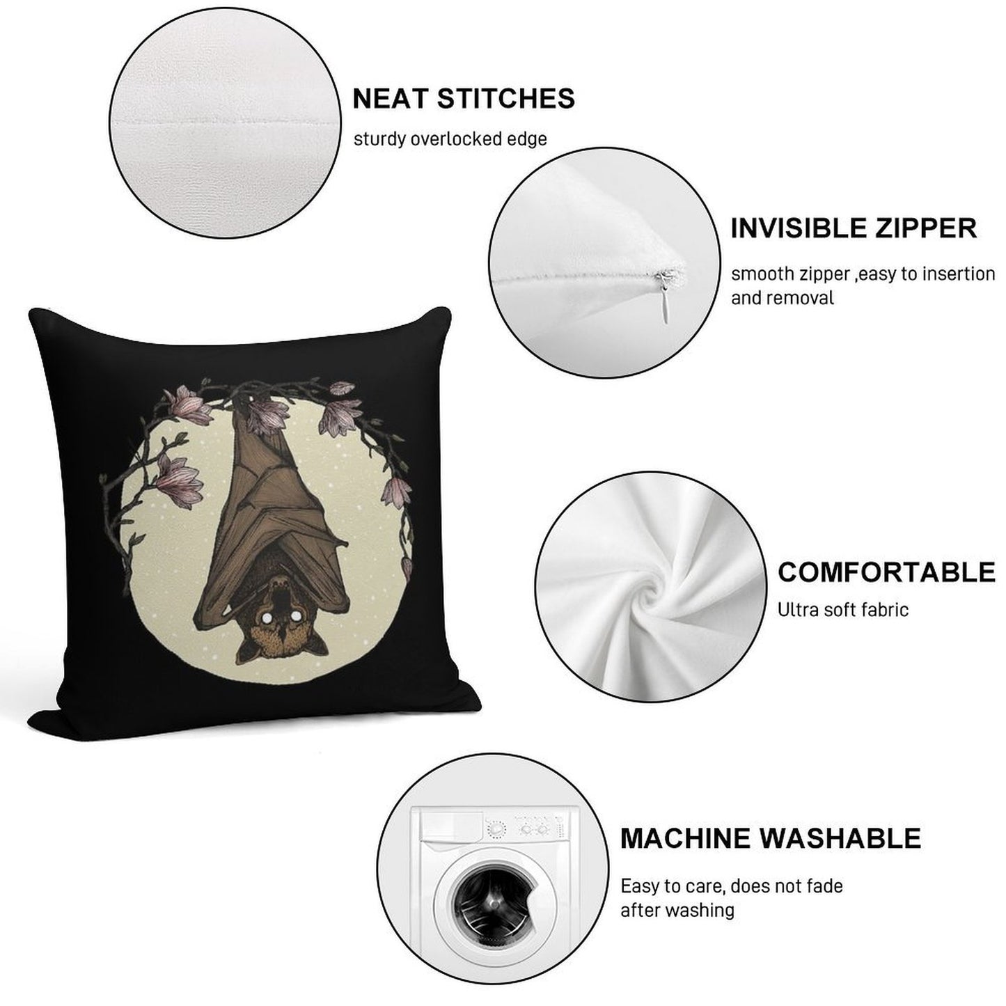 Bat Crazy Soft Luxury Feel Throw Pillow