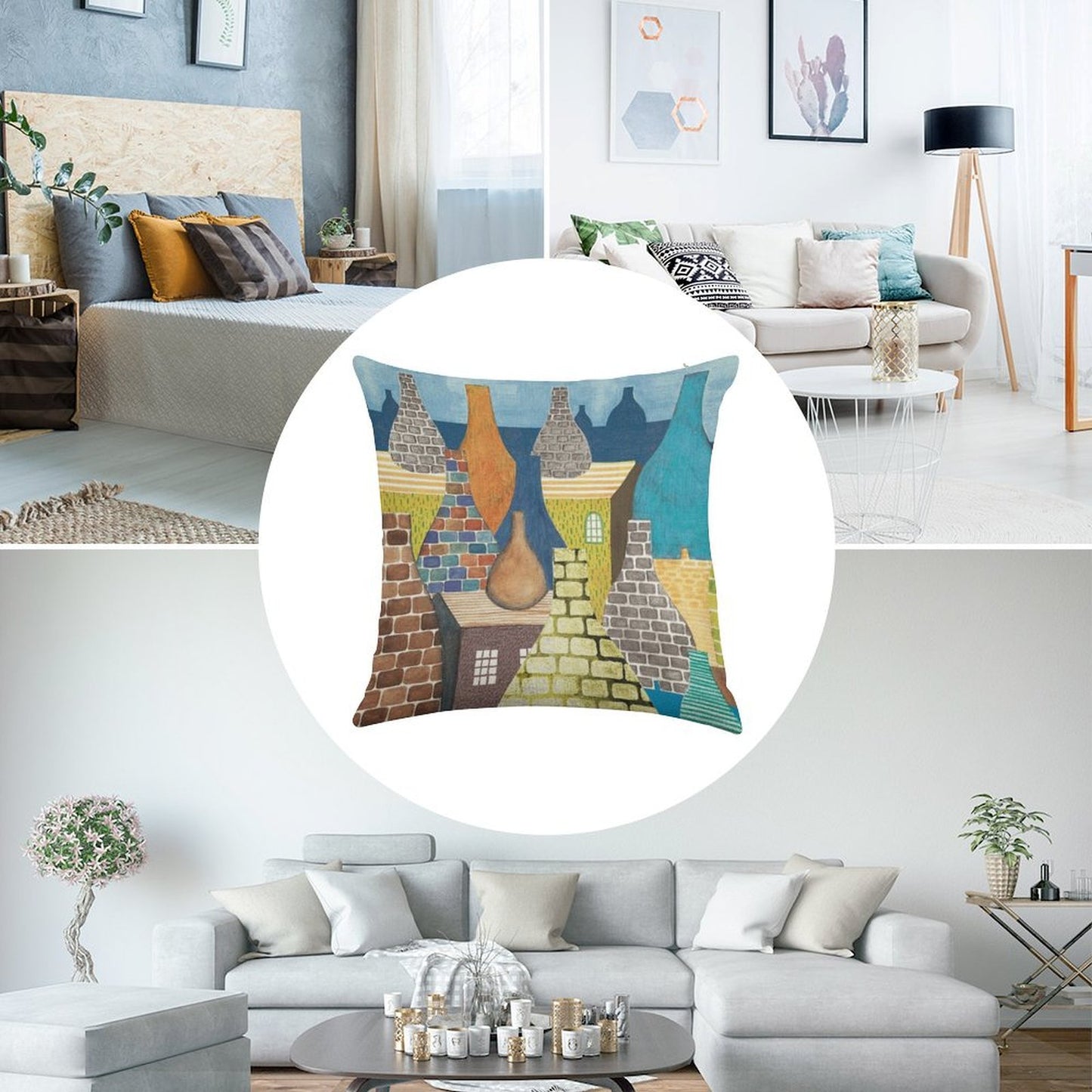 STOKE ON TRENT POTTERIES Linen Throw Pillow Cover