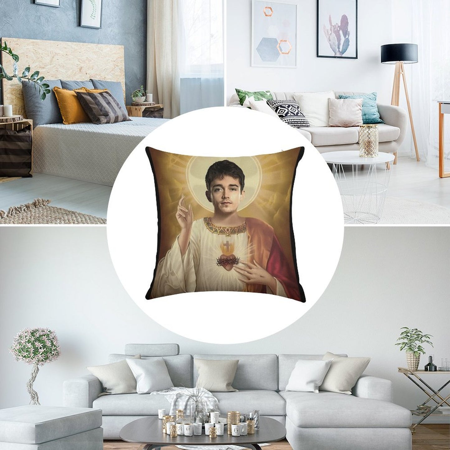 Charles Leclerc Jesus F1 Linen Throw Pillow Cover