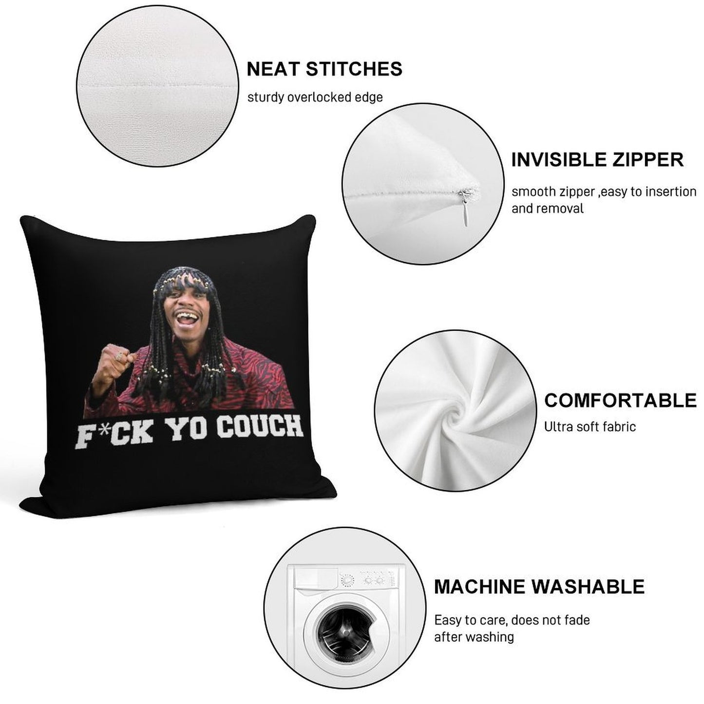 Fck Yo Couch Soft Luxury Feel Throw Pillow