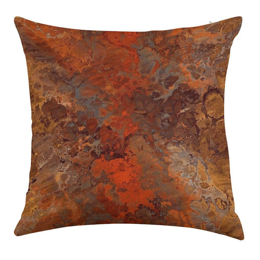 Gold And Rust Linen Throw Pillow Cover