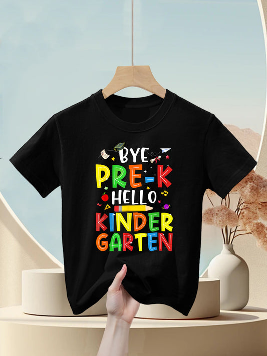 Graduation Bye Pre-K Hello Kindergarten Back to School Kids Kids T-Shirt