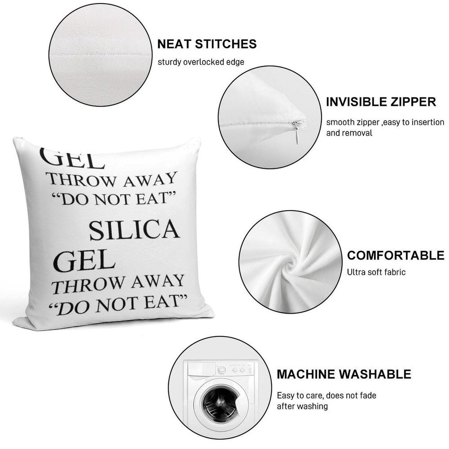 Silica Gel Package Soft Easy Maintenance Throw Pillow