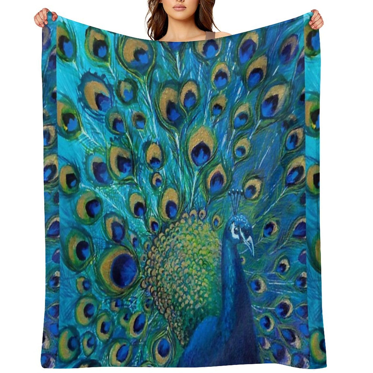 Beautiful Painted Peacock in Its Full Glory Throw Blanket