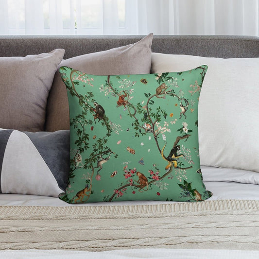 Monkey World Green Soft Warmth Comfort Throw Pillow