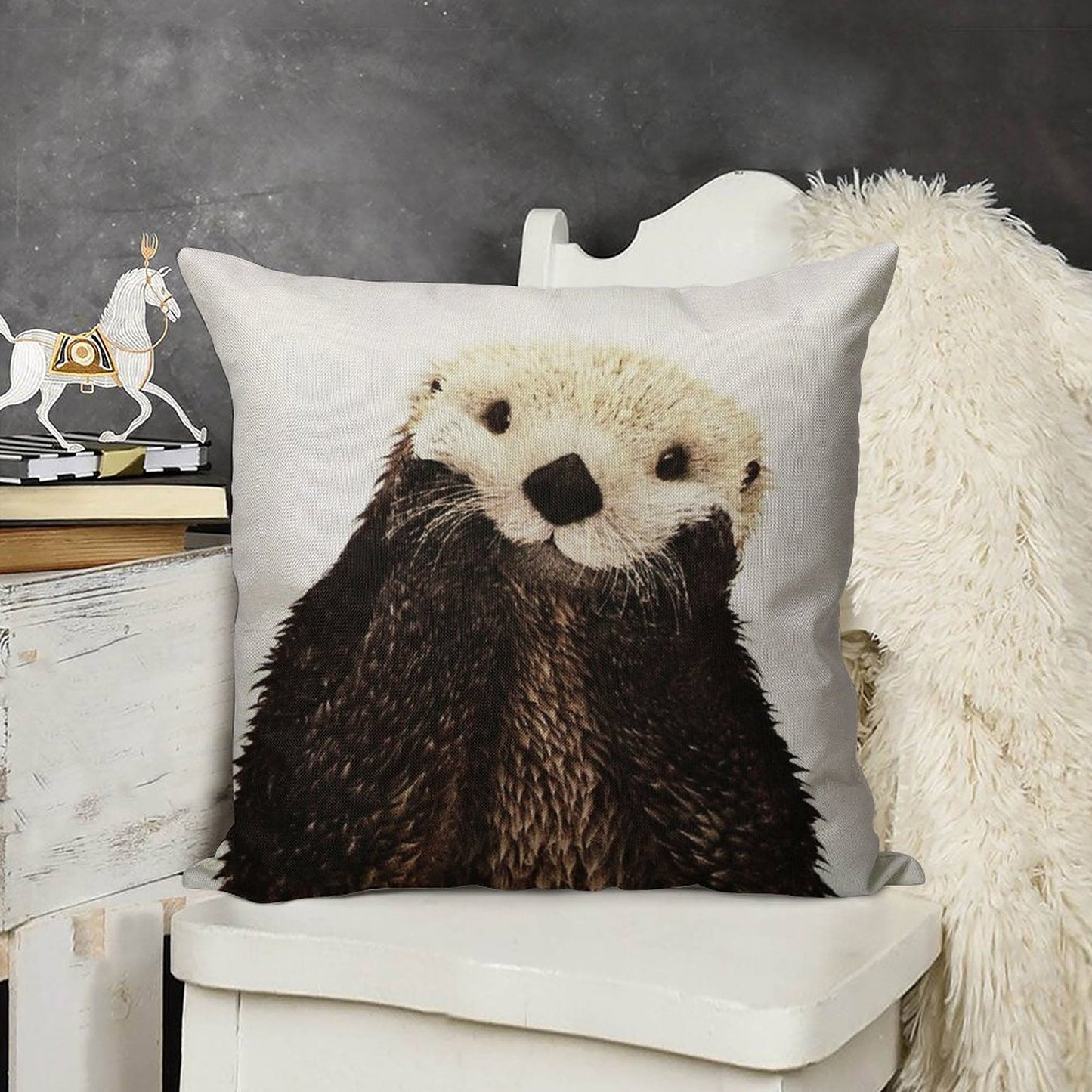 Otters Gonna Ott Linen Throw Pillow Cover