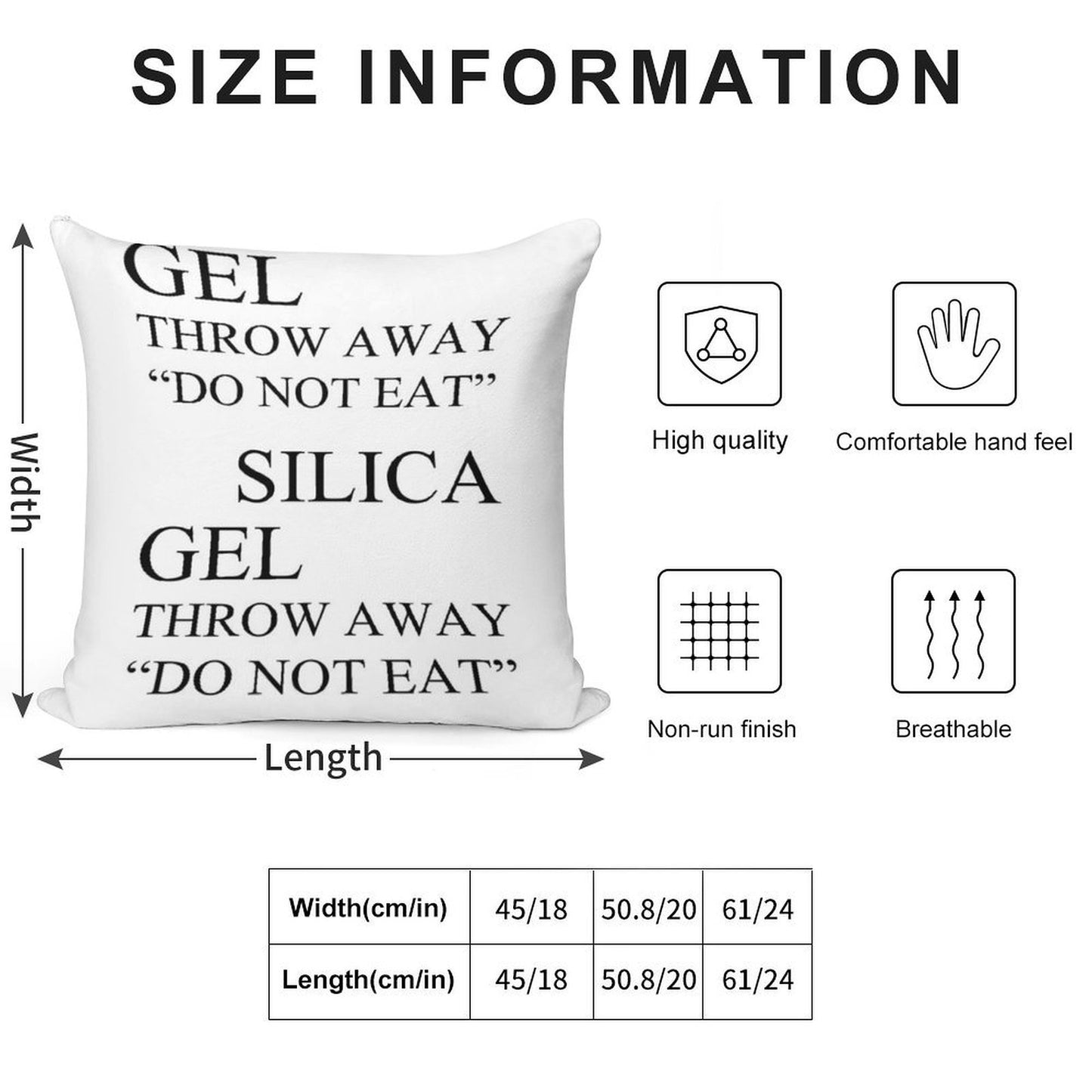 Silica Gel Package Soft Easy Maintenance Throw Pillow