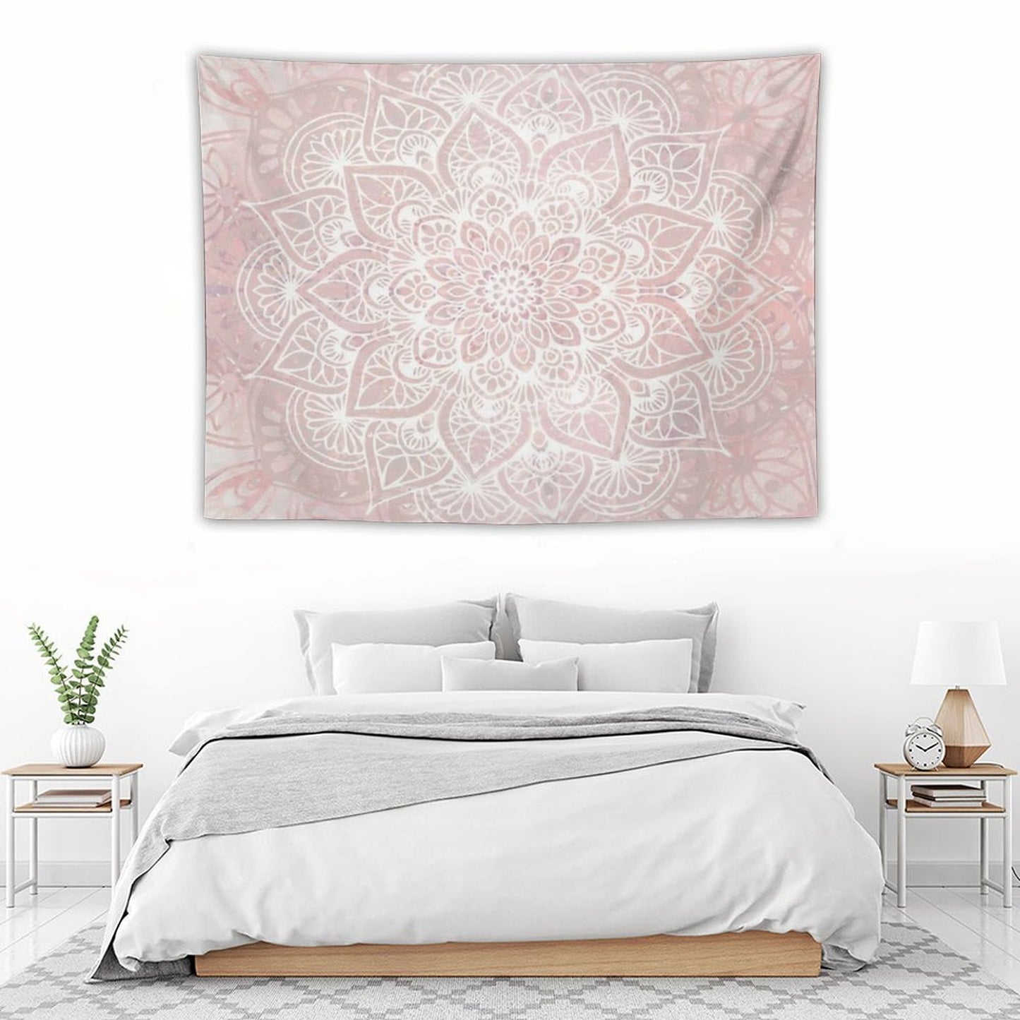 Mandala Yoga Love, Pastel Pink Tapestry