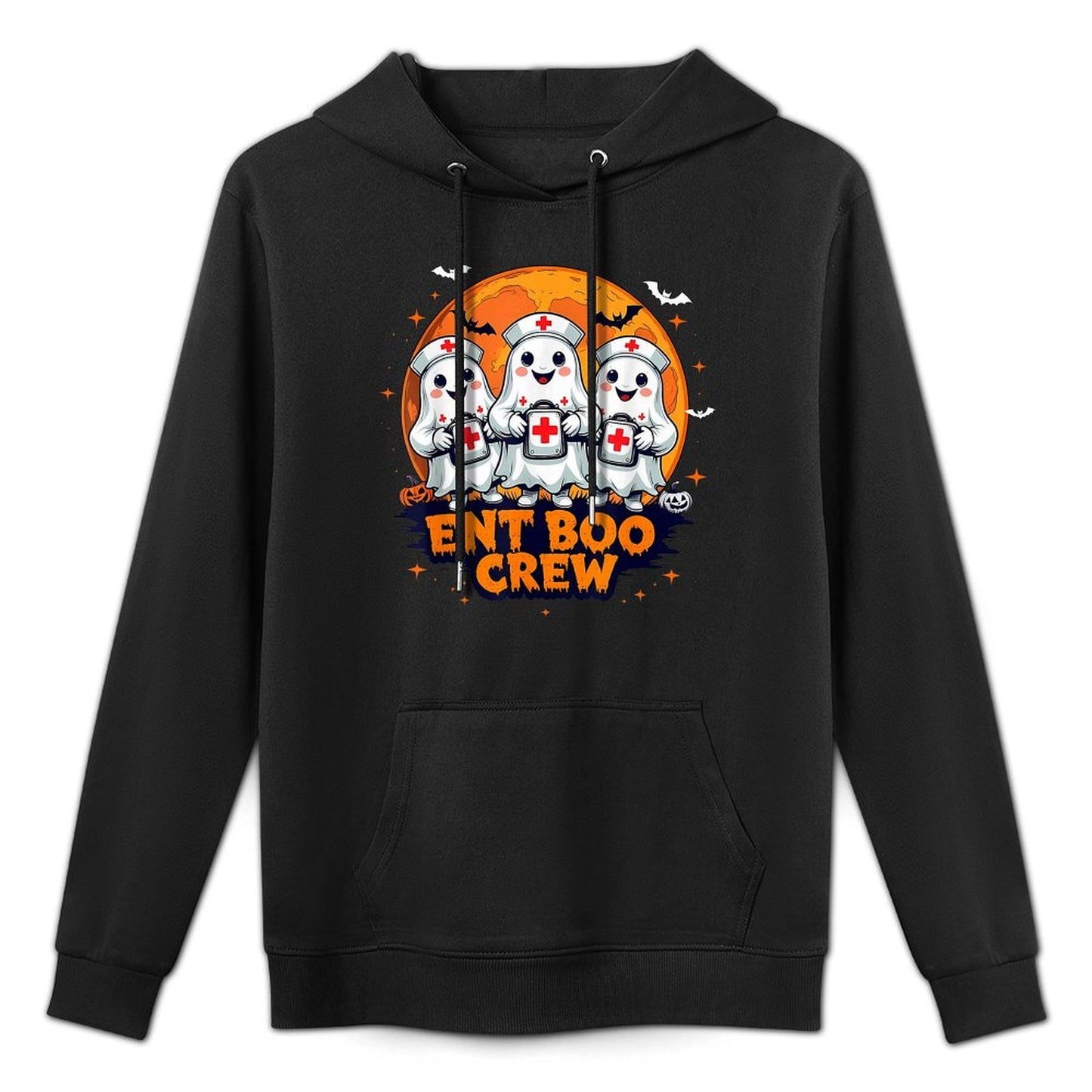 Spooky ENT Boo Crew Nurse Halloween Ghost Otolaryngologist Cotton-Polyester Blend Hoodie
