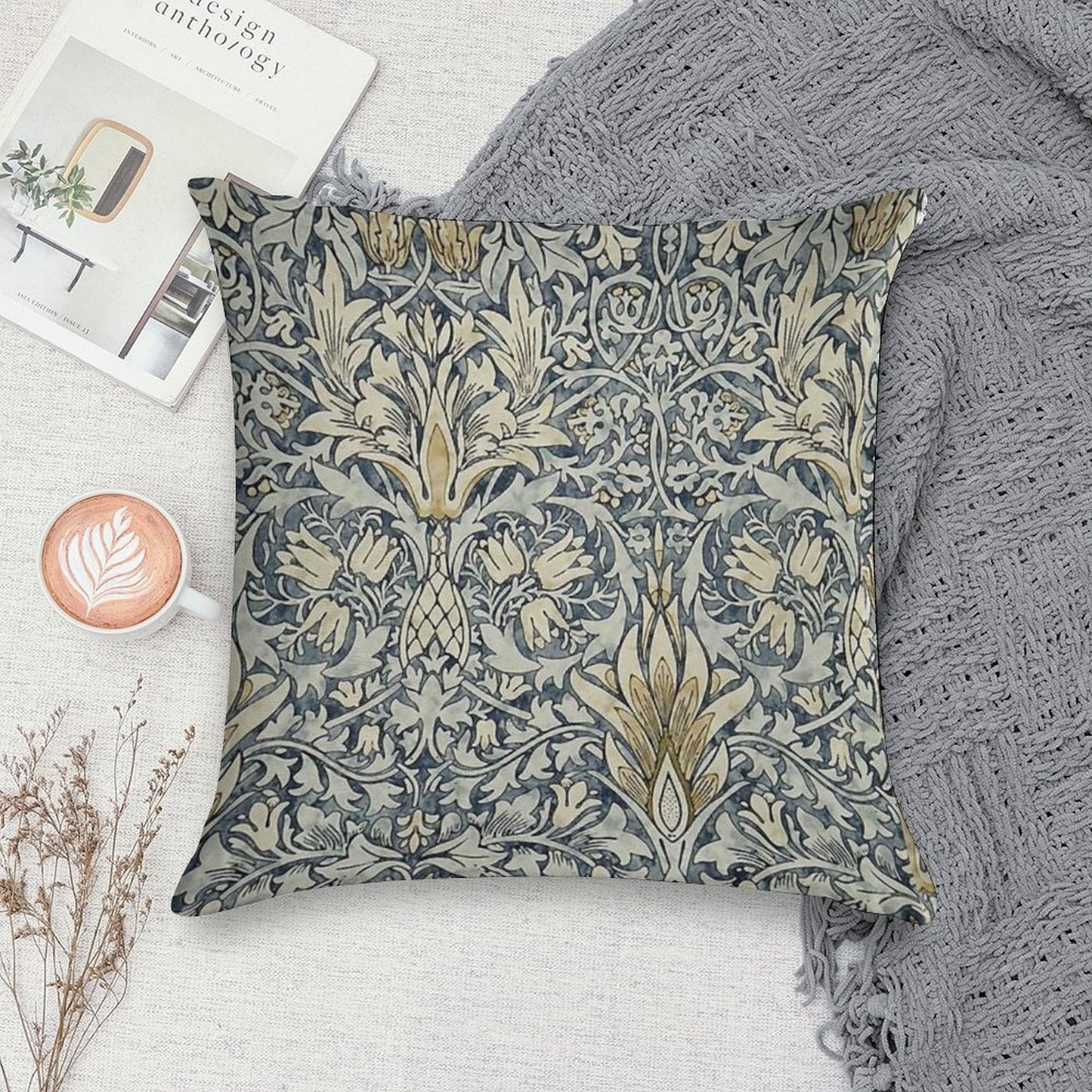 William Morris Snakeshead Pattern Soft Hidden Zipper Throw Pillow