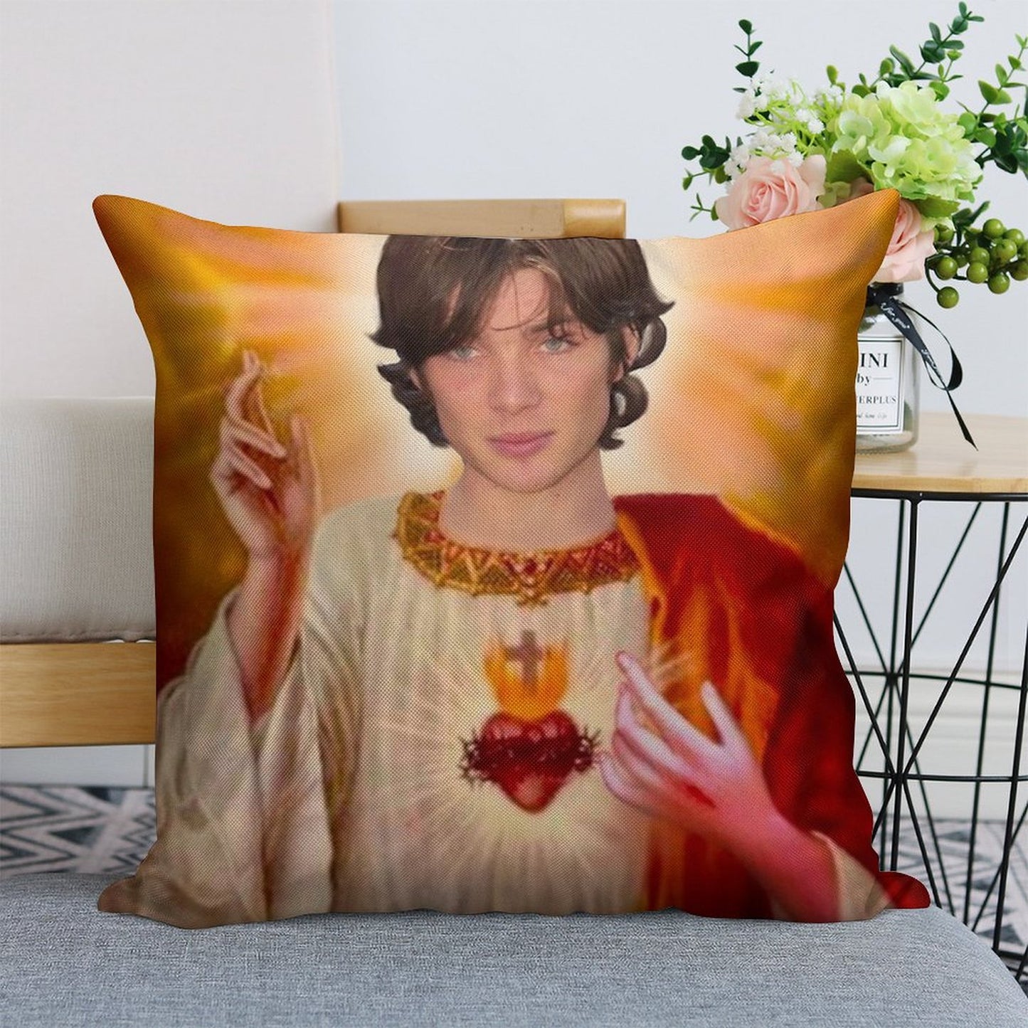 Holy Cillian Murphy Linen Throw Pillow Cover