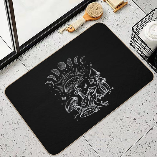 Dark Academia Frog And Mushroom Cottagecore Aesthetic with Goth Mystique, Alternative Edge, Forest Psychedelic Nature, And Witc Bath Mat