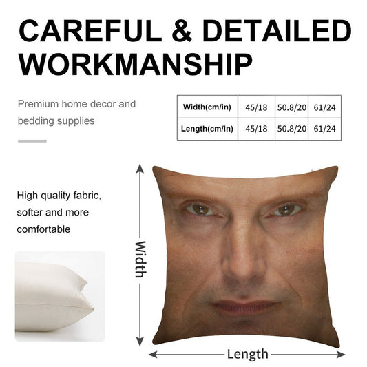 Mads Mikkelsen Face Throw Pillow Linen Throw Pillow Cover