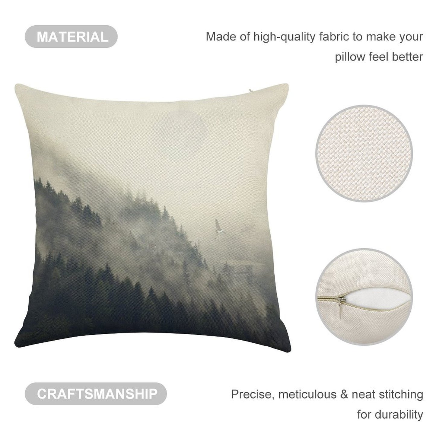 Forest Moon Linen Throw Pillow Cover