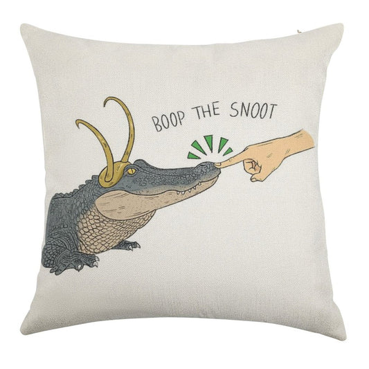 Alligator Loki Boop The Snoot Linen Throw Pillow Cover