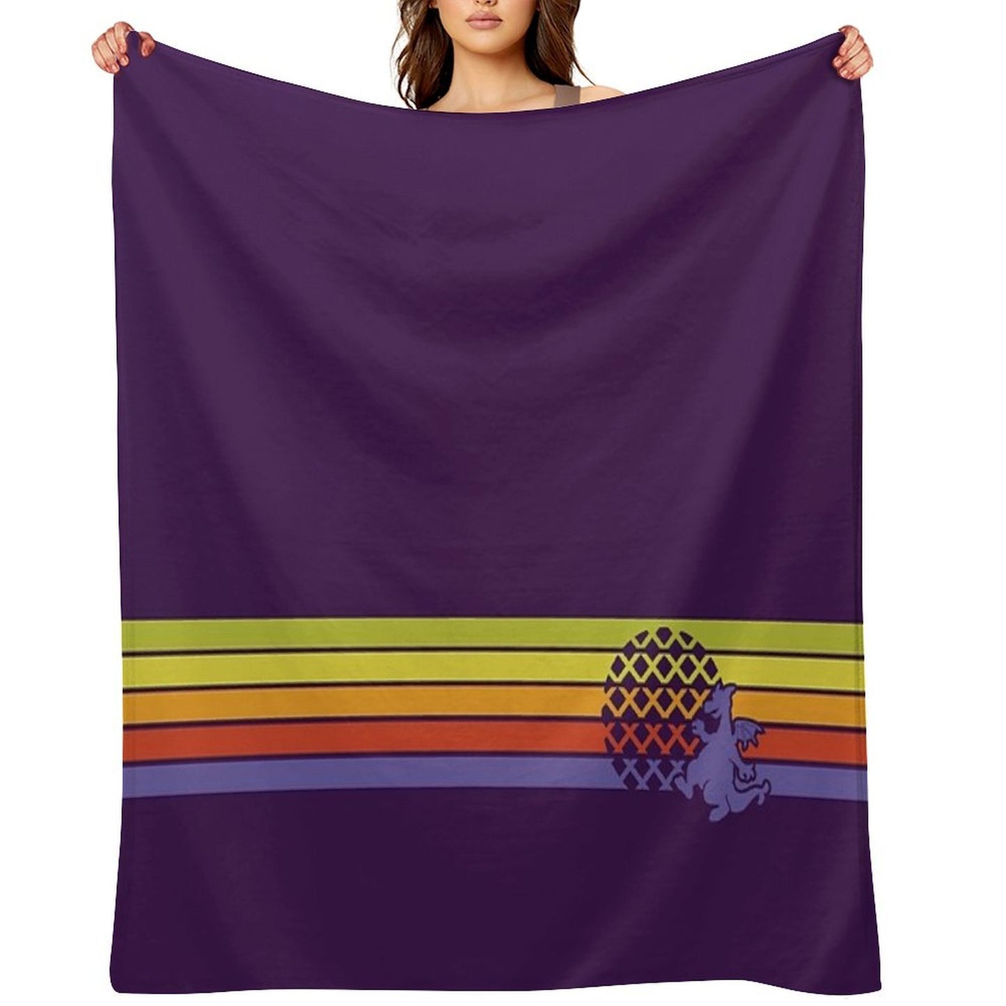 Retro Dragon Stripes Throw Blanket