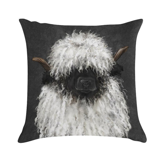 Bo Sheep. Valais Blacknose Sheep. Soft Fade-Resistant Throw Pillow