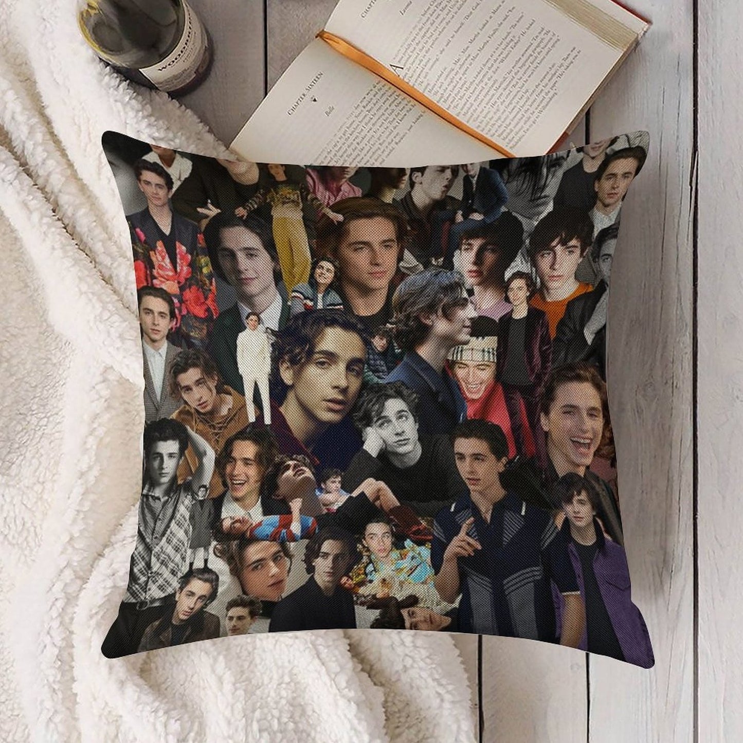 Timothee Chalamet Linen Throw Pillow Cover